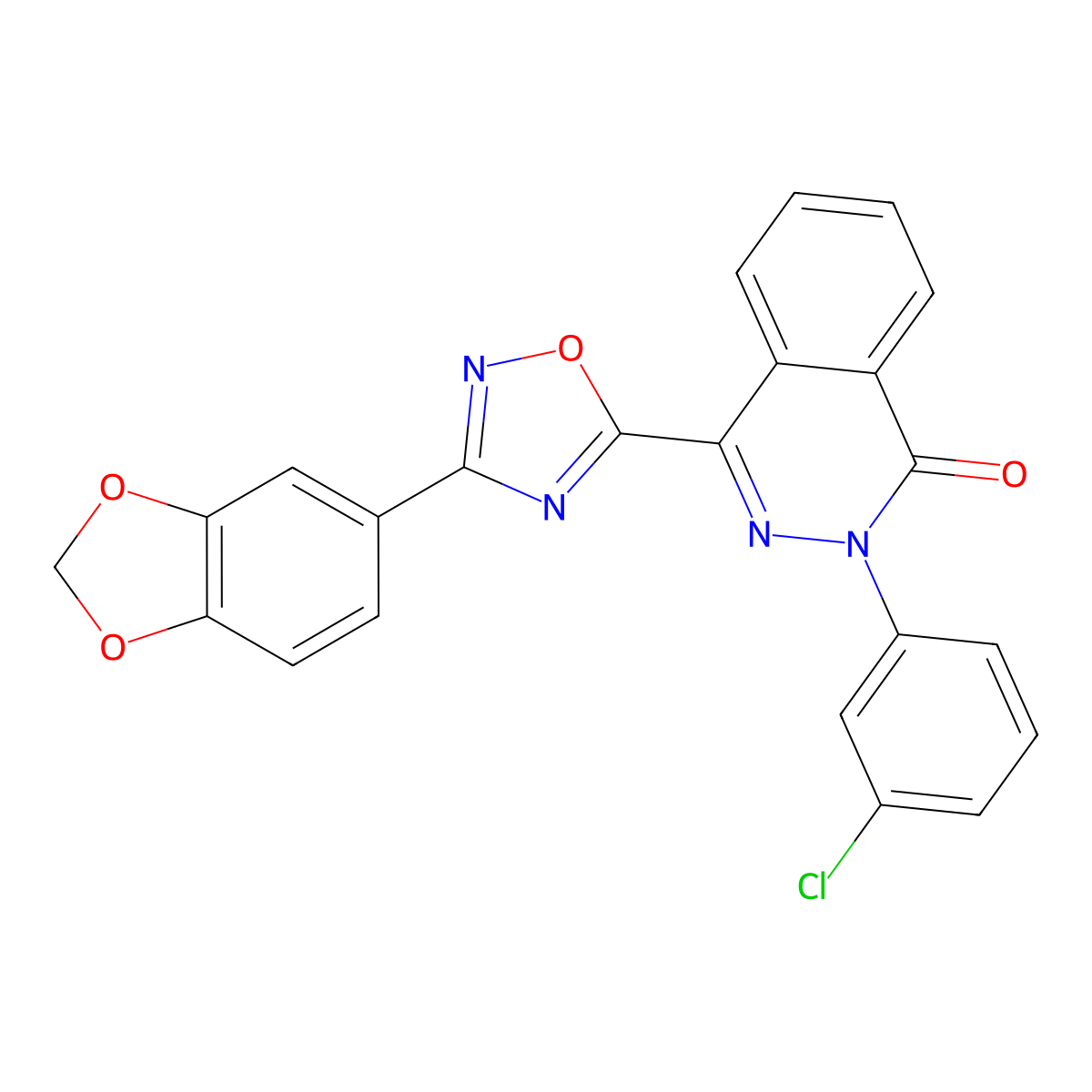 4-[3-(1,3-benzodioxol-5-yl)-1,2,4-oxadiazol-5-yl]-2-(3-chlorophenyl)phthalazin-1(2H)-one molecular structure, CAS 1291862-60-6
