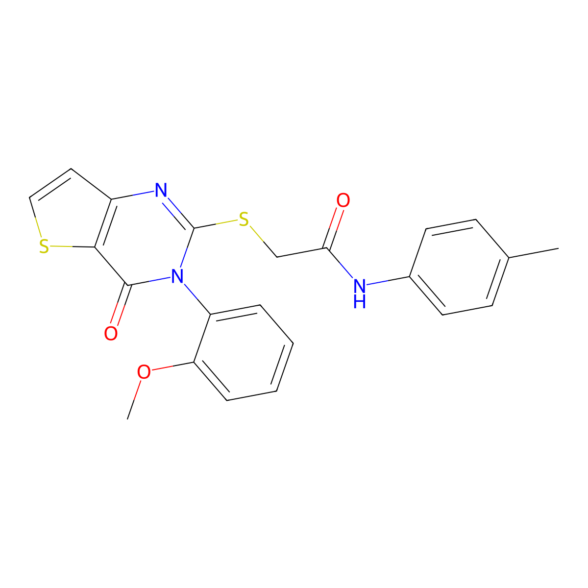 2-{[3-(2-methoxyphenyl)-4-oxo-3,4-dihydrothieno[3,2-d]pyrimidin-2-yl]sulfanyl}-N-(4-methylphenyl)acetamide molecular structure, CAS 1291862-62-8
