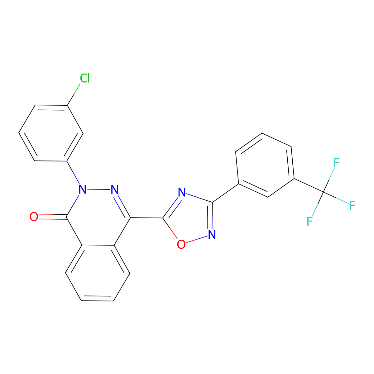 2-(3-chlorophenyl)-4-{3-[3-(trifluoromethyl)phenyl]-1,2,4-oxadiazol-5-yl}phthalazin-1(2H)-one molecular structure, CAS 1291862-63-9