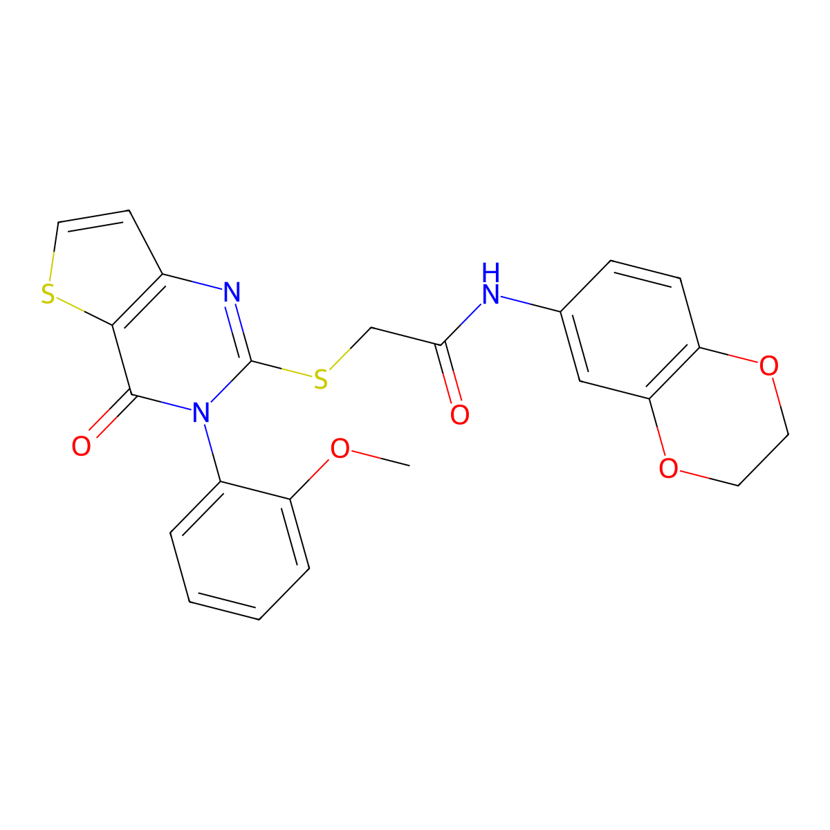 N-(2,3-dihydro-1,4-benzodioxin-6-yl)-2-{[3-(2-methoxyphenyl)-4-oxo-3,4-dihydrothieno[3,2-d]pyrimidin-2-yl]sulfanyl}acetamide molecular structure, CAS 1291862-66-2