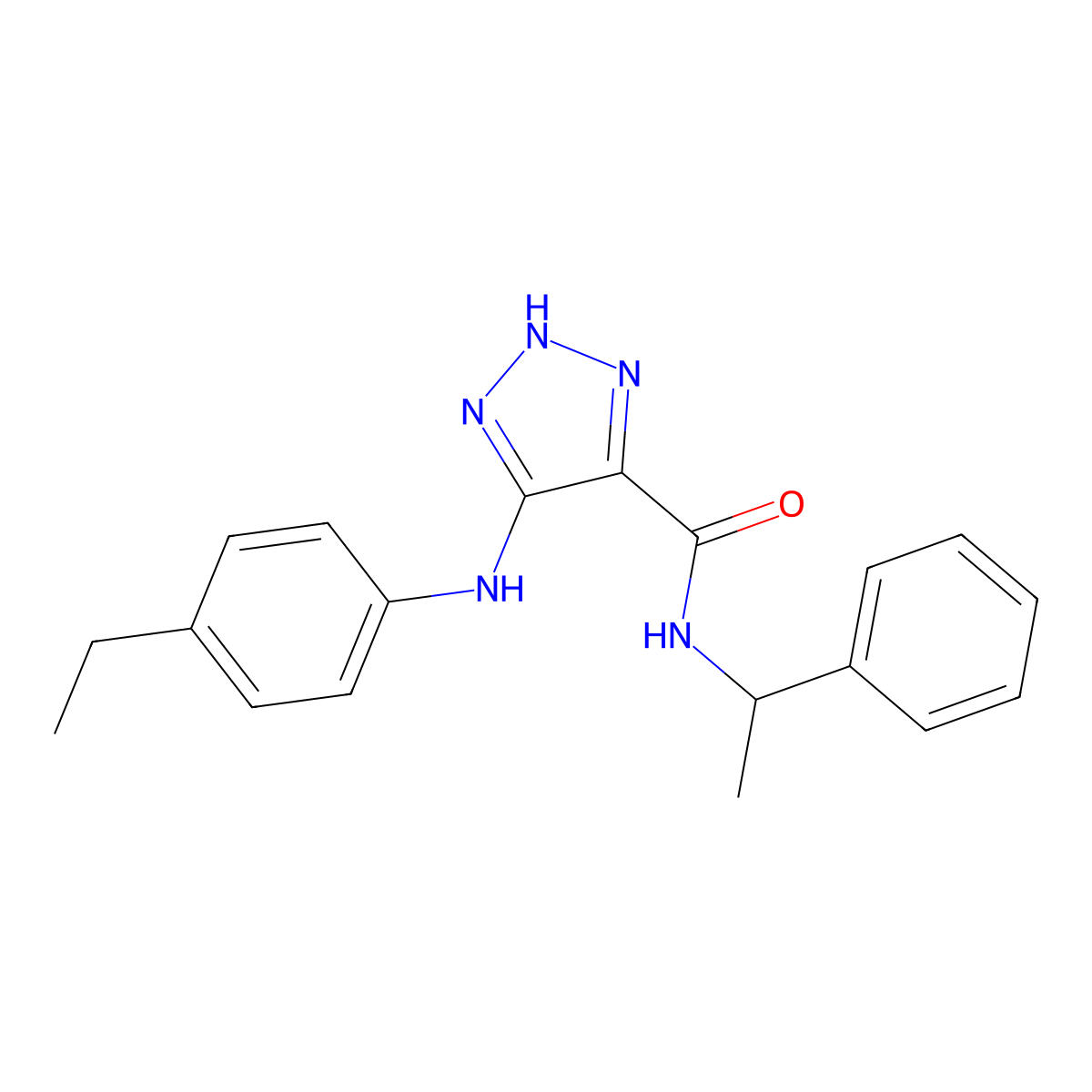 5-((4-ethylphenyl)amino)-N-(1-phenylethyl)-1H-1,2,3-triazole-4-carboxamide molecular structure, CAS 1291863-08-5