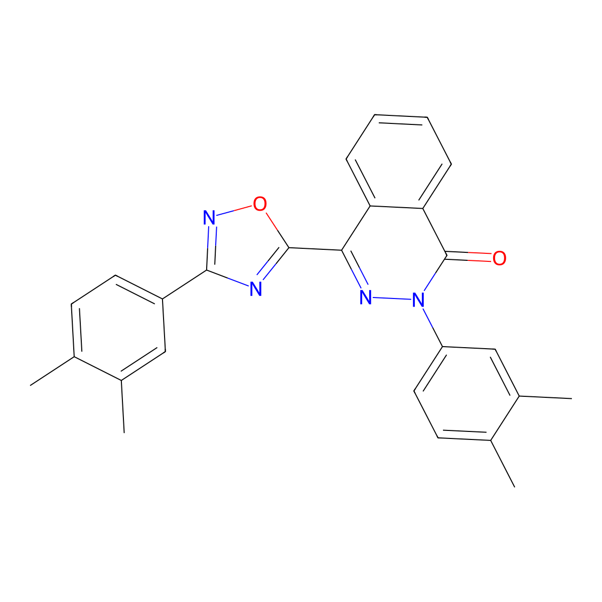 2-(3,4-dimethylphenyl)-4-[3-(3,4-dimethylphenyl)-1,2,4-oxadiazol-5-yl]phthalazin-1(2H)-one molecular structure, CAS 1291863-09-6