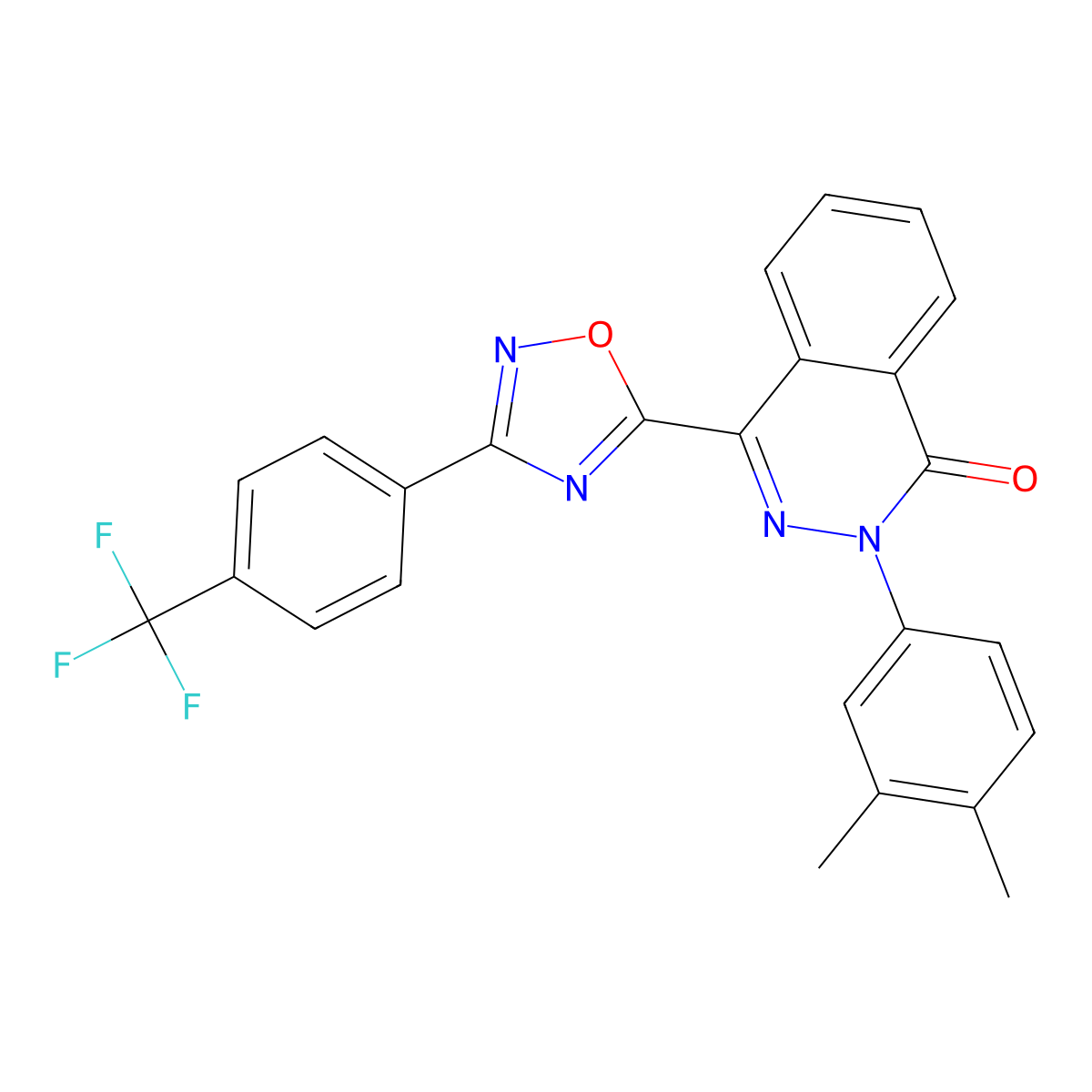 2-(3,4-dimethylphenyl)-4-{3-[4-(trifluoromethyl)phenyl]-1,2,4-oxadiazol-5-yl}phthalazin-1(2H)-one molecular structure, CAS 1291863-11-0