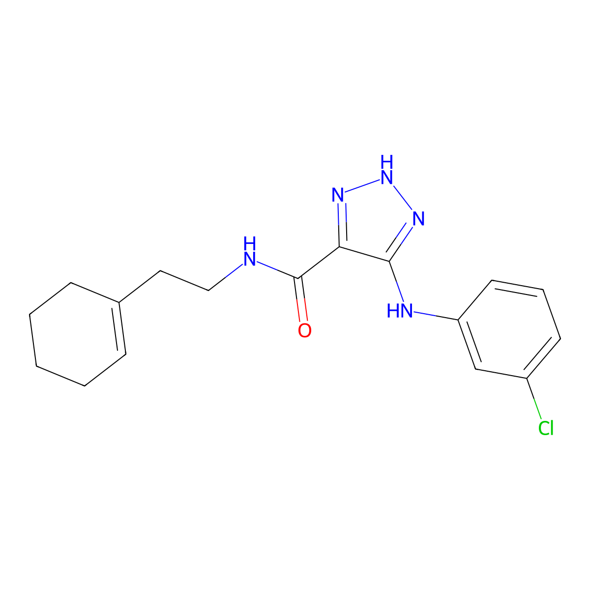 5-[(3-chlorophenyl)amino]-N-[2-(cyclohex-1-en-1-yl)ethyl]-1H-1,2,3-triazole-4-carboxamide molecular structure, CAS 1291863-13-2