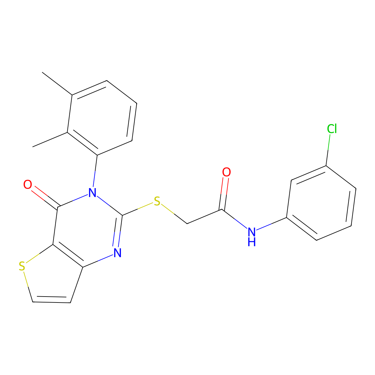 N-(3-chlorophenyl)-2-{[3-(2,3-dimethylphenyl)-4-oxo-3,4-dihydrothieno[3,2-d]pyrimidin-2-yl]sulfanyl}acetamide molecular structure, CAS 1291863-47-2