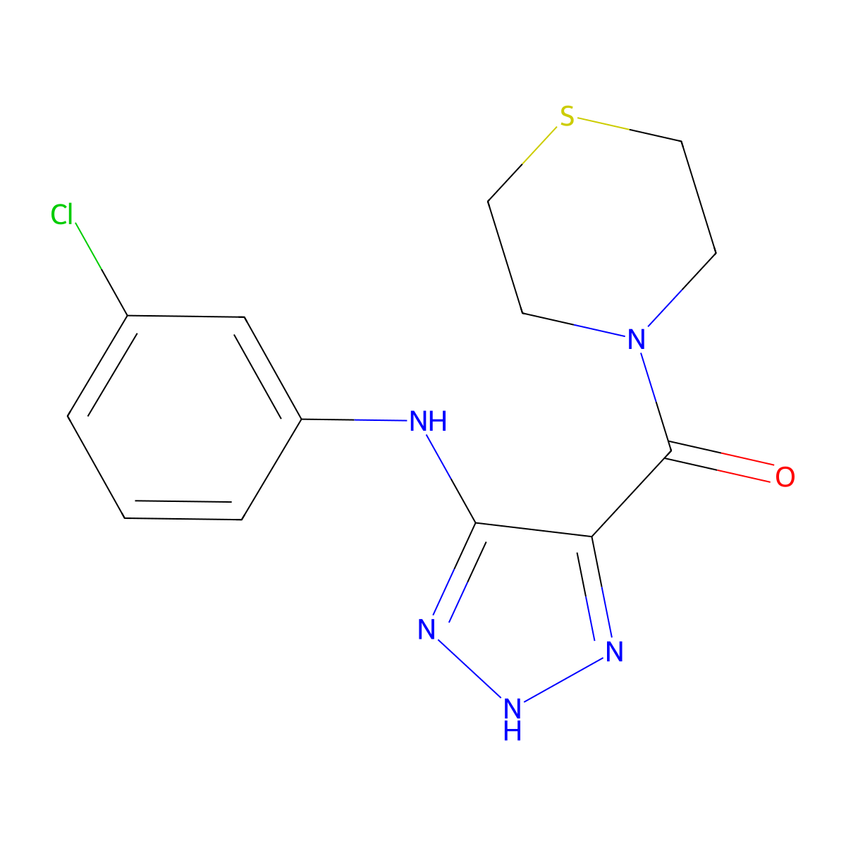 N-(3-chlorophenyl)-4-(thiomorpholine-4-carbonyl)-1H-1,2,3-triazol-5-amine molecular structure, CAS 1291863-63-2