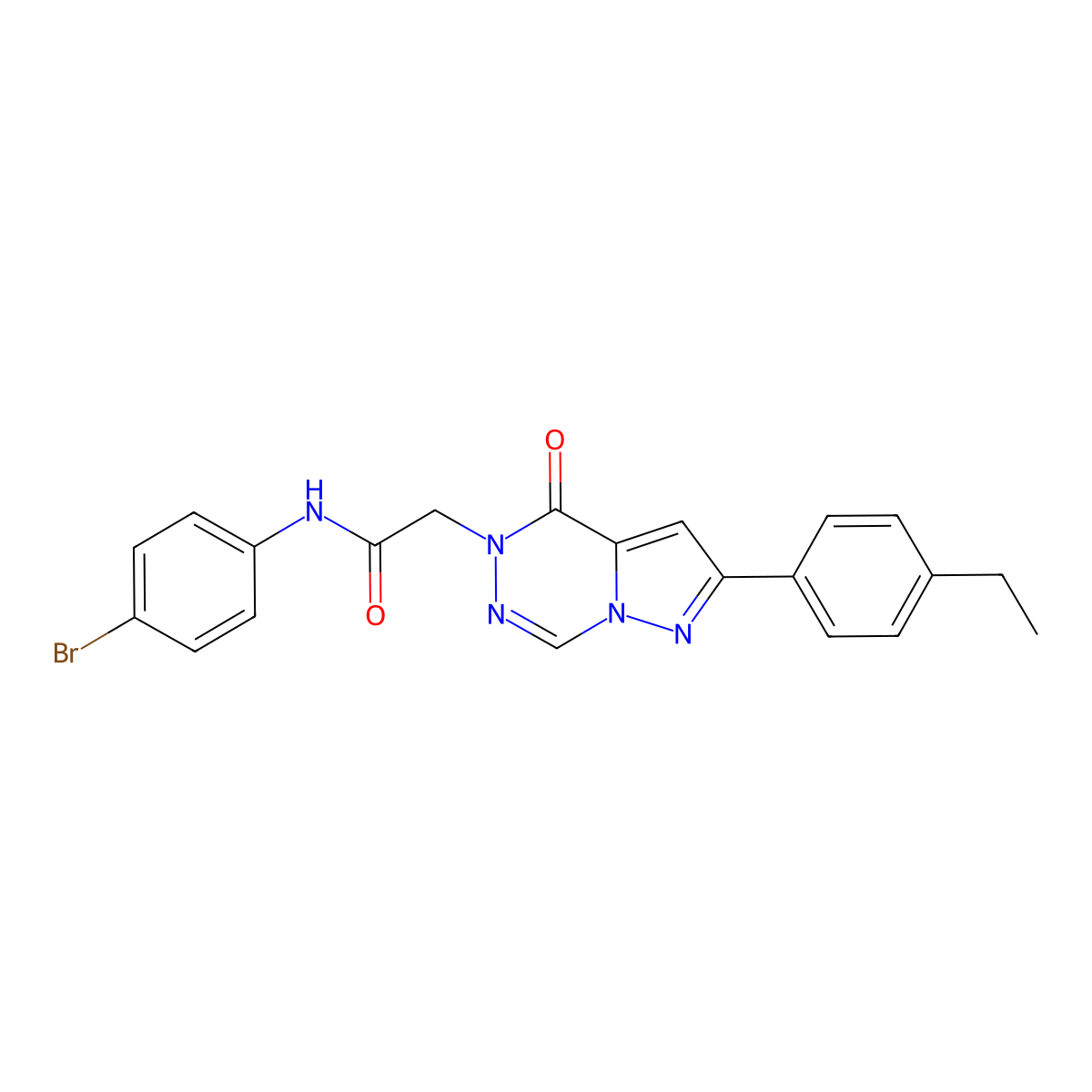 N-(4-bromophenyl)-2-[2-(4-ethylphenyl)-4-oxo-4H,5H-pyrazolo[1,5-d][1,2,4]triazin-5-yl]acetamide molecular structure, CAS 1291863-80-3