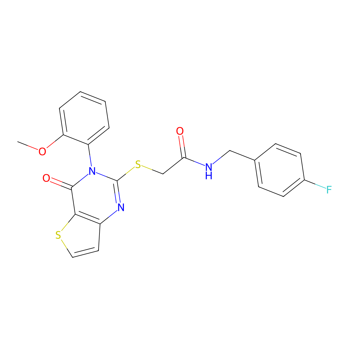 N-(4-fluorobenzyl)-2-{[3-(2-methoxyphenyl)-4-oxo-3,4-dihydrothieno[3,2-d]pyrimidin-2-yl]sulfanyl}acetamide molecular structure, CAS 1291864-13-5