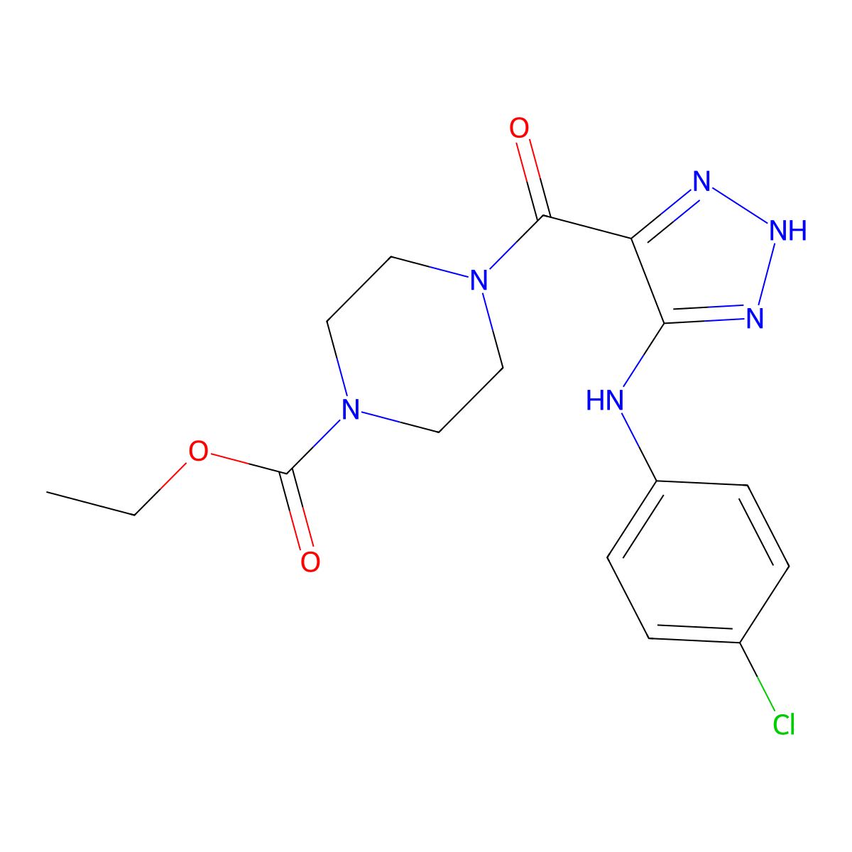 ethyl 4-({5-[(4-chlorophenyl)amino]-1H-1,2,3-triazol-4-yl}carbonyl)piperazine-1-carboxylate molecular structure, CAS 1291864-63-5