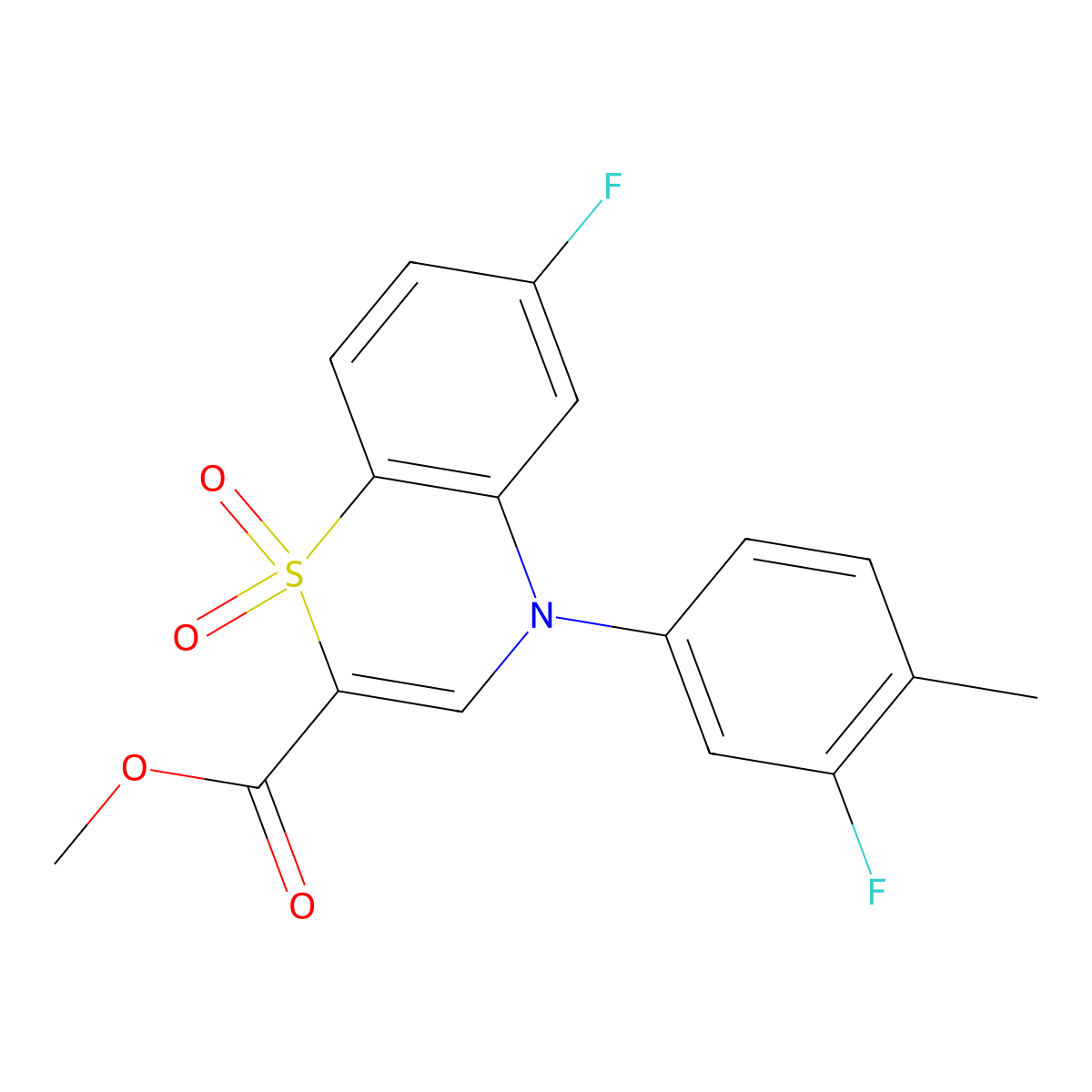 methyl 6-fluoro-4-(3-fluoro-4-methylphenyl)-4H-1,4-benzothiazine-2-carboxylate 1,1-dioxide molecular structure, CAS 1291864-87-3