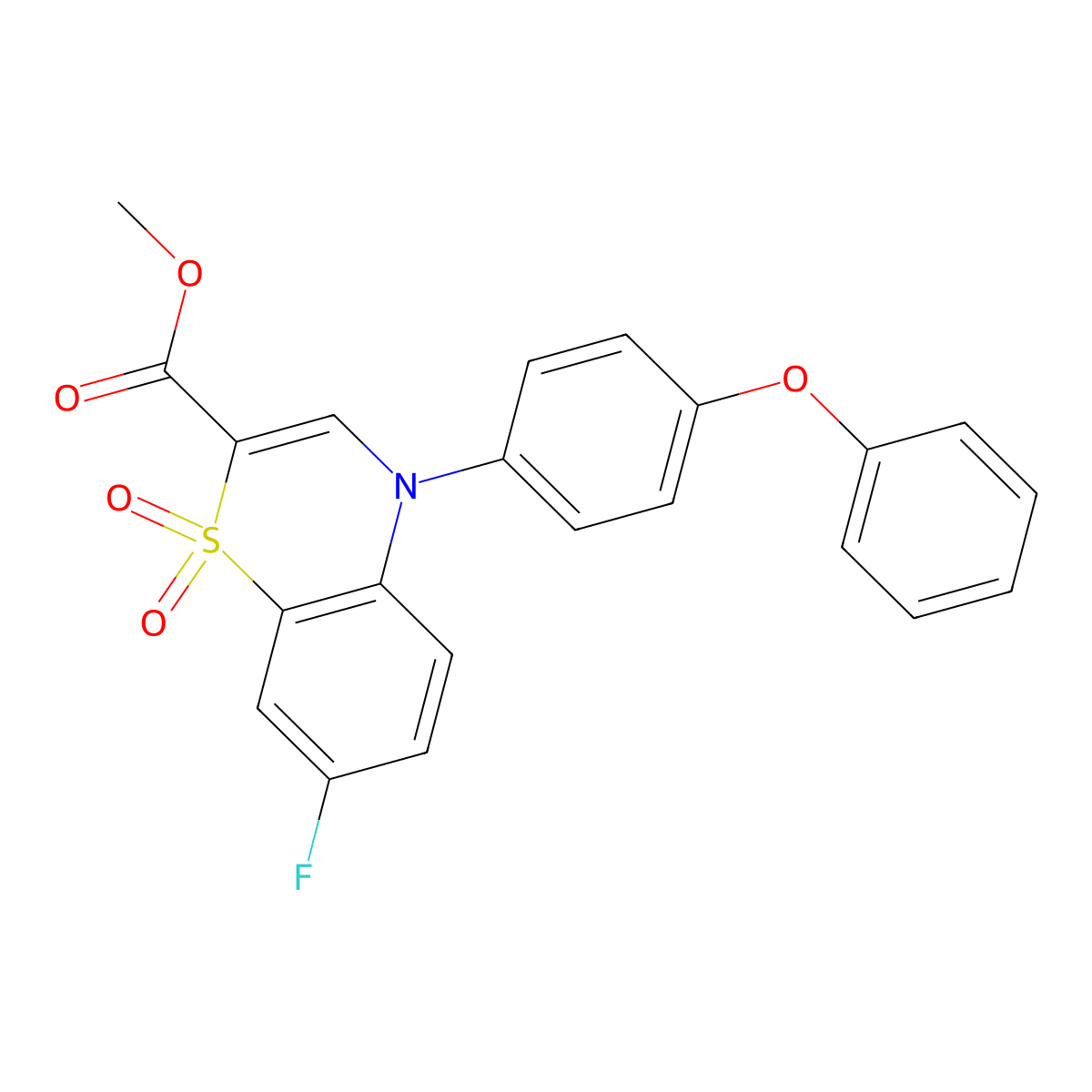 methyl 7-fluoro-4-(4-phenoxyphenyl)-4H-1,4-benzothiazine-2-carboxylate 1,1-dioxide molecular structure, CAS 1291864-96-4