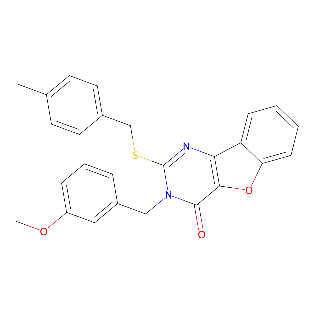 3-(3-methoxybenzyl)-2-[(4-methylbenzyl)sulfanyl][1]benzofuro[3,2-d]pyrimidin-4(3H)-one molecular structure, CAS 1291865-81-0