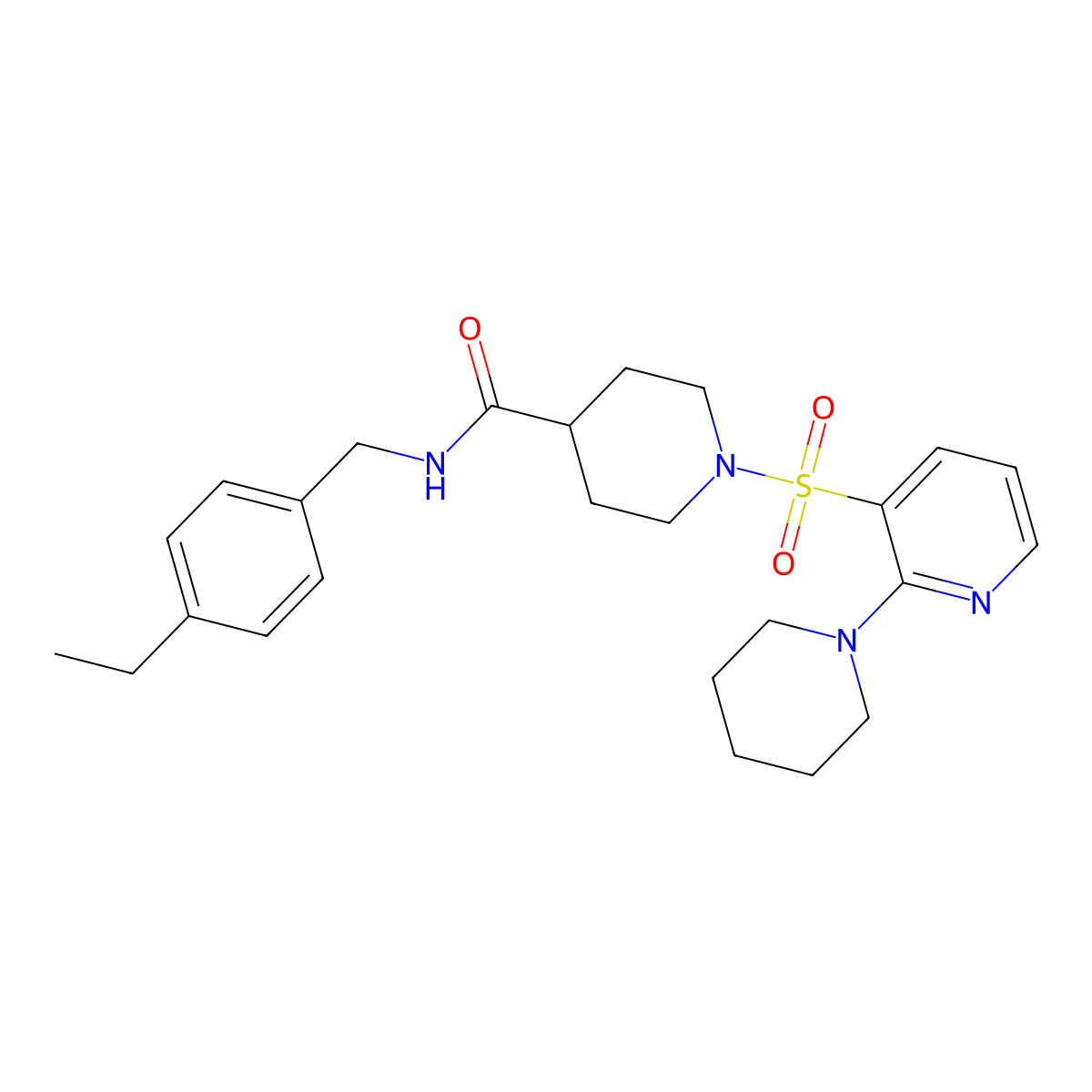 N-(4-ethylbenzyl)-1-[(2-piperidin-1-ylpyridin-3-yl)sulfonyl]piperidine-4-carboxamide molecular structure, CAS 1291865-93-4