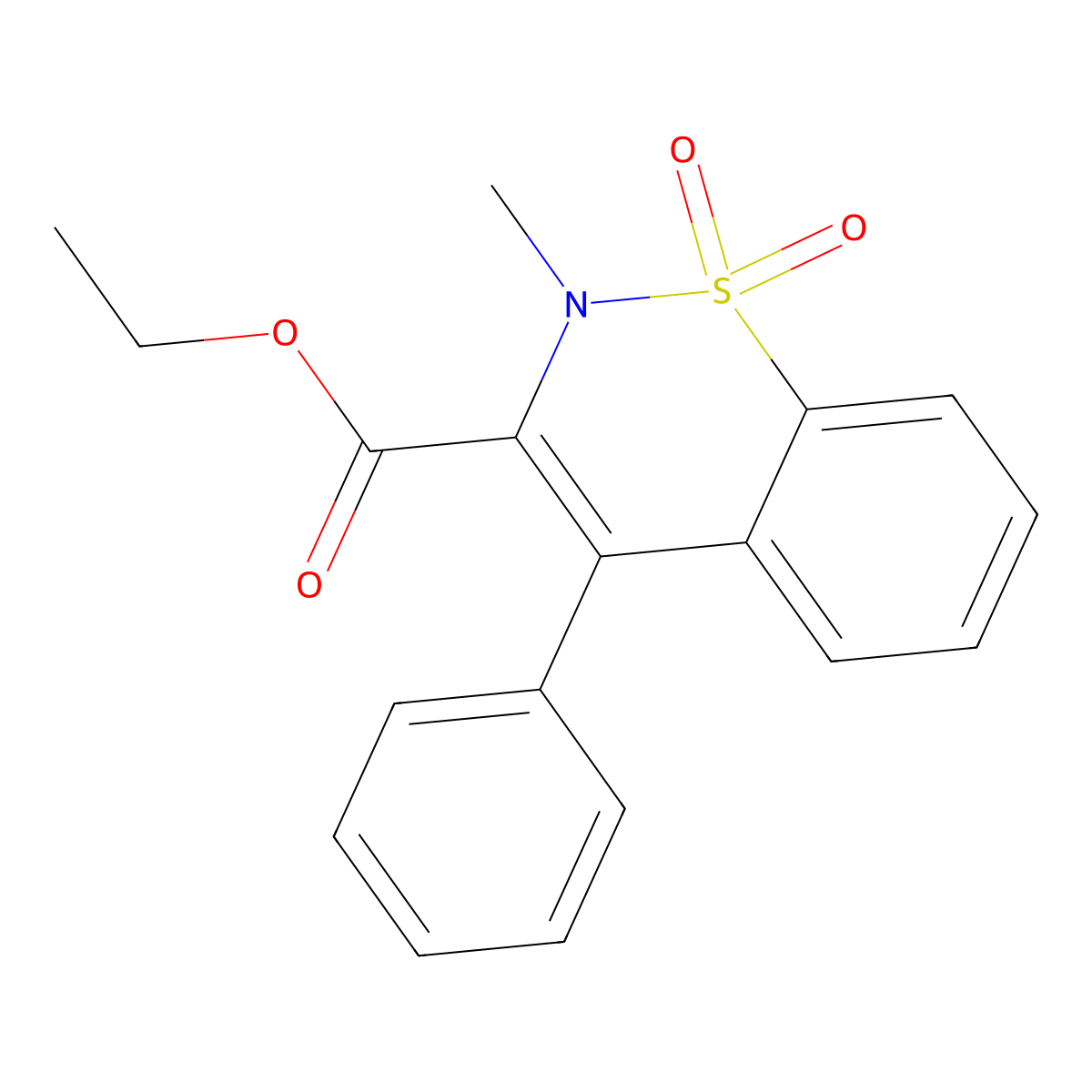 ethyl 2-methyl-1,1-dioxo-4-phenyl-2H-1lambda6,2-benzothiazine-3-carboxylate molecular structure, CAS 1291866-09-5