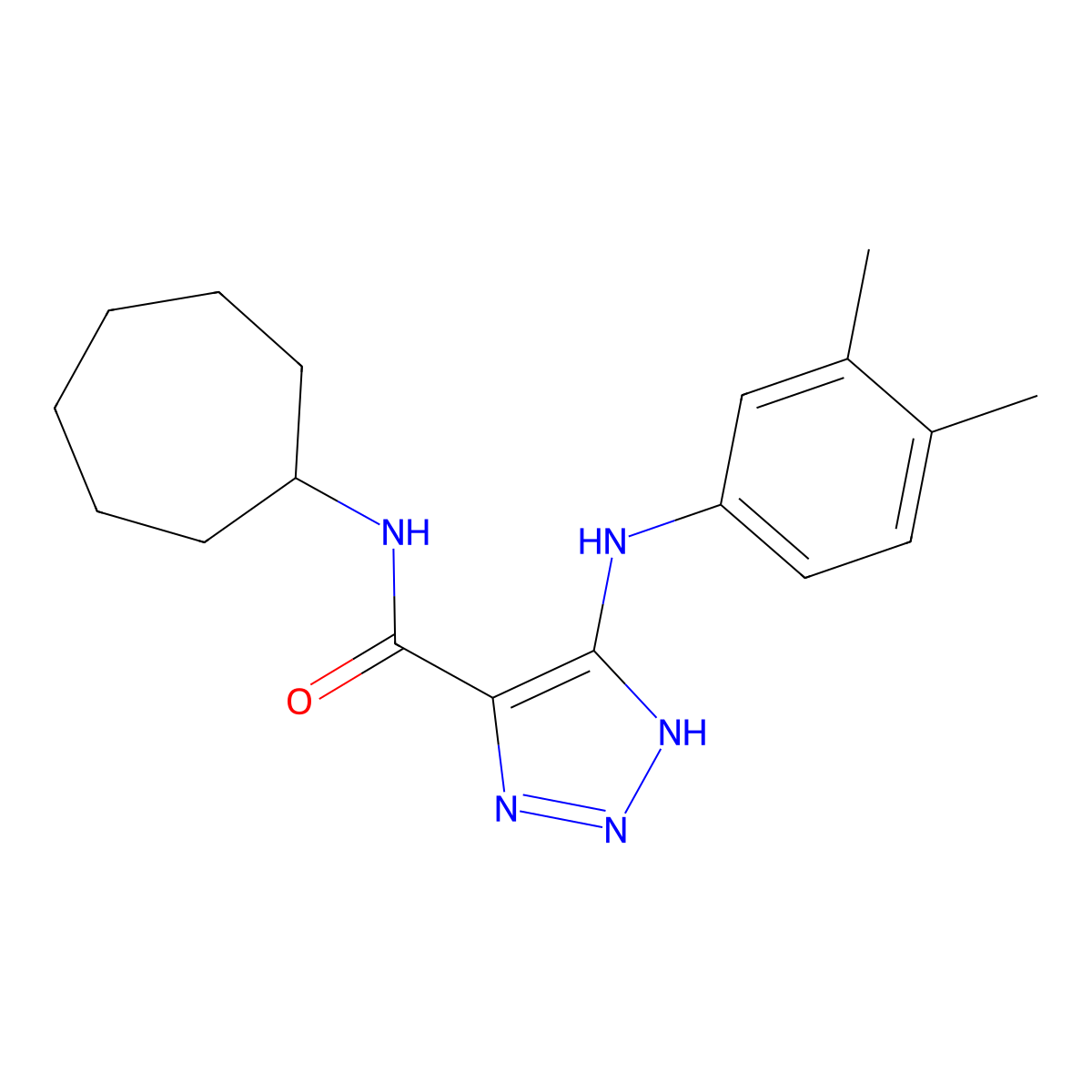N-cycloheptyl-5-[(3,4-dimethylphenyl)amino]-1H-1,2,3-triazole-4-carboxamide molecular structure, CAS 1291867-21-4