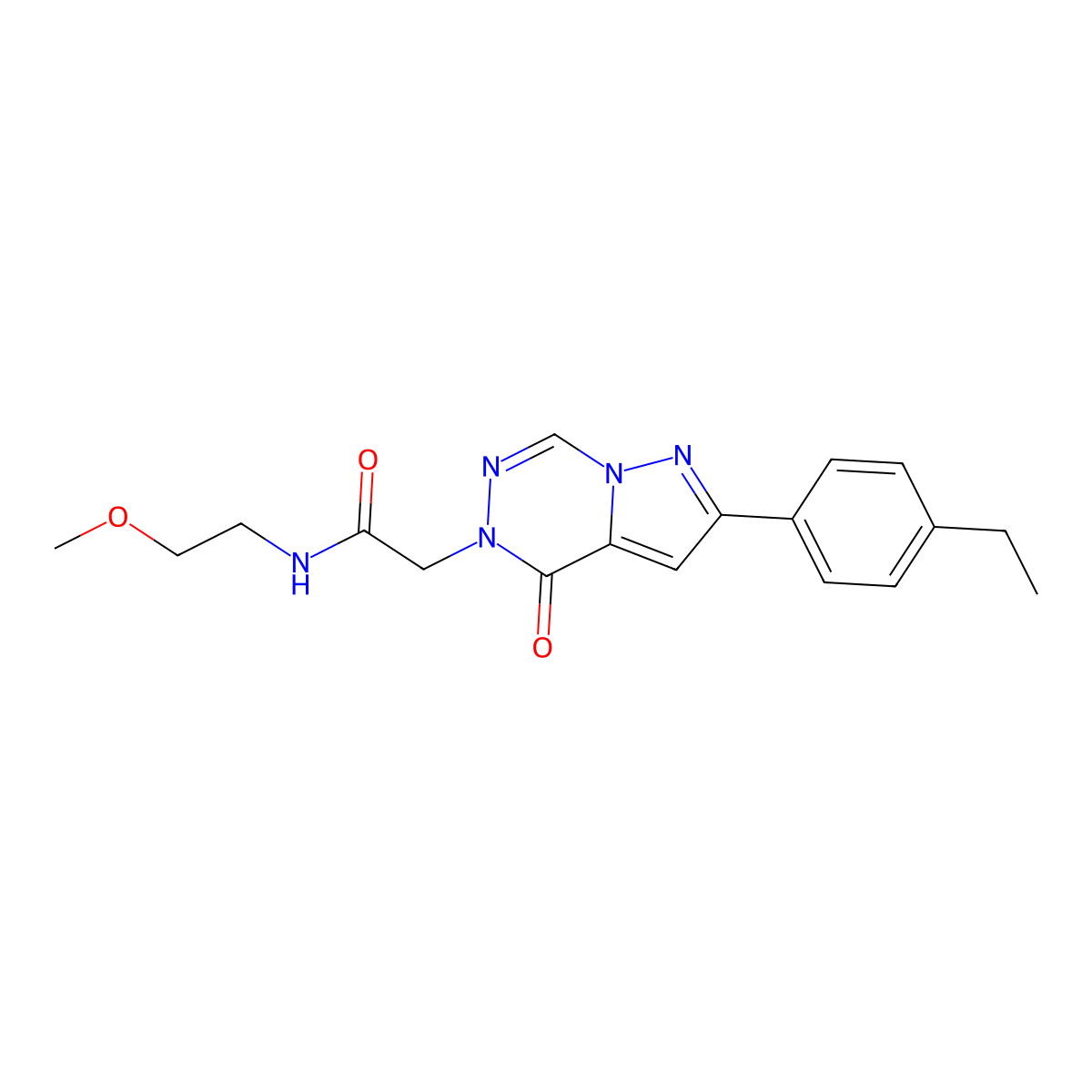 2-(2-(4-ethylphenyl)-4-oxopyrazolo[1,5-d][1,2,4]triazin-5(4H)-yl)-N-(2-methoxyethyl)acetamide molecular structure, CAS 1291867-23-6