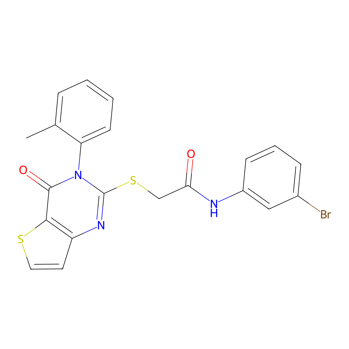 N-(3-bromophenyl)-2-{[3-(2-methylphenyl)-4-oxo-3,4-dihydrothieno[3,2-d]pyrimidin-2-yl]sulfanyl}acetamide molecular structure, CAS 1291867-44-1