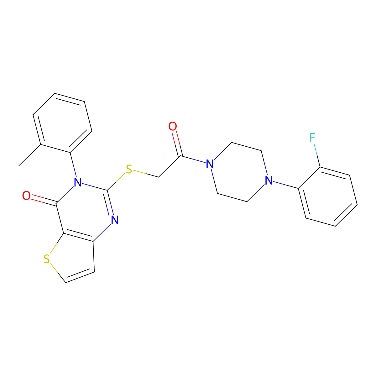 2-({2-[4-(2-fluorophenyl)piperazin-1-yl]-2-oxoethyl}sulfanyl)-3-(2-methylphenyl)thieno[3,2-d]pyrimidin-4(3H)-one molecular structure, CAS 1291867-48-5