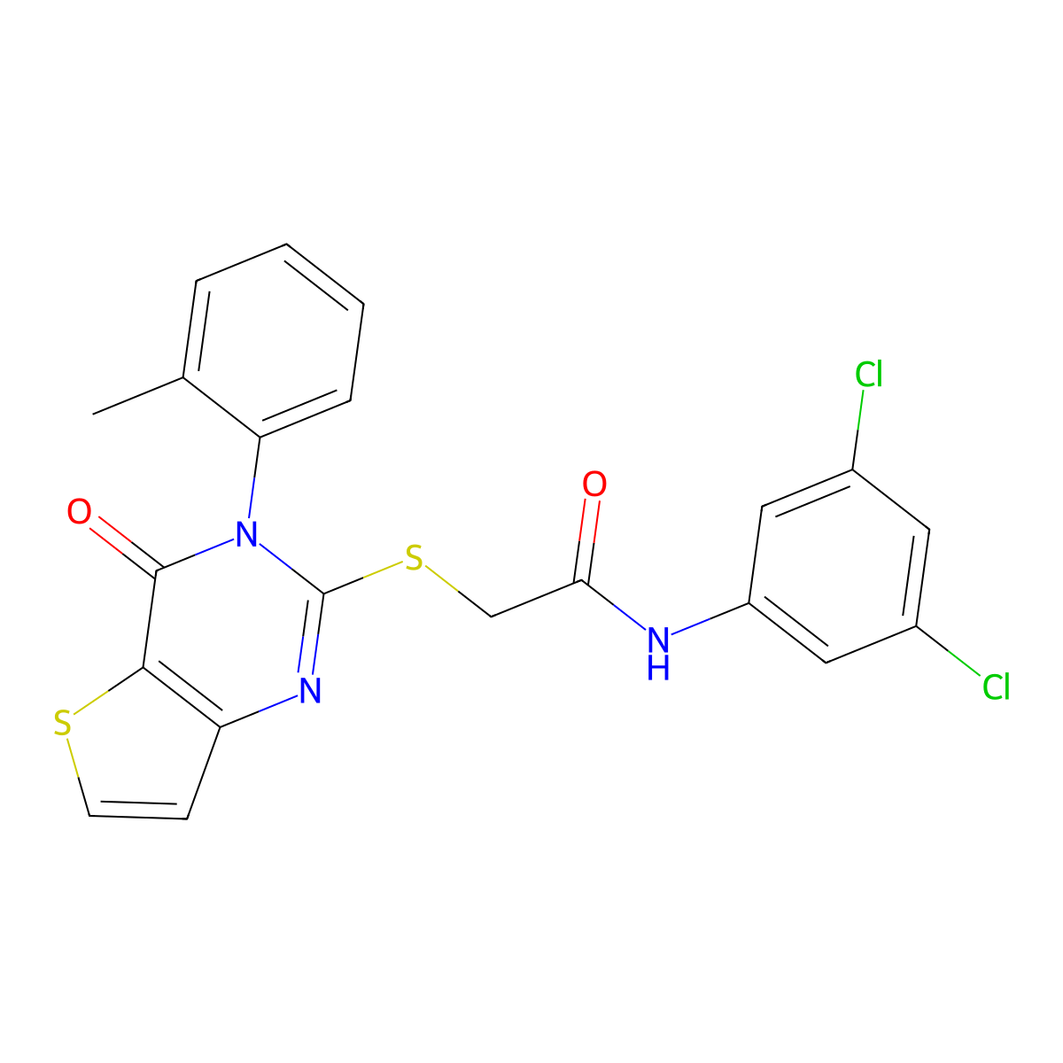 N-(3,5-dichlorophenyl)-2-{[3-(2-methylphenyl)-4-oxo-3,4-dihydrothieno[3,2-d]pyrimidin-2-yl]sulfanyl}acetamide molecular structure, CAS 1291867-51-0
