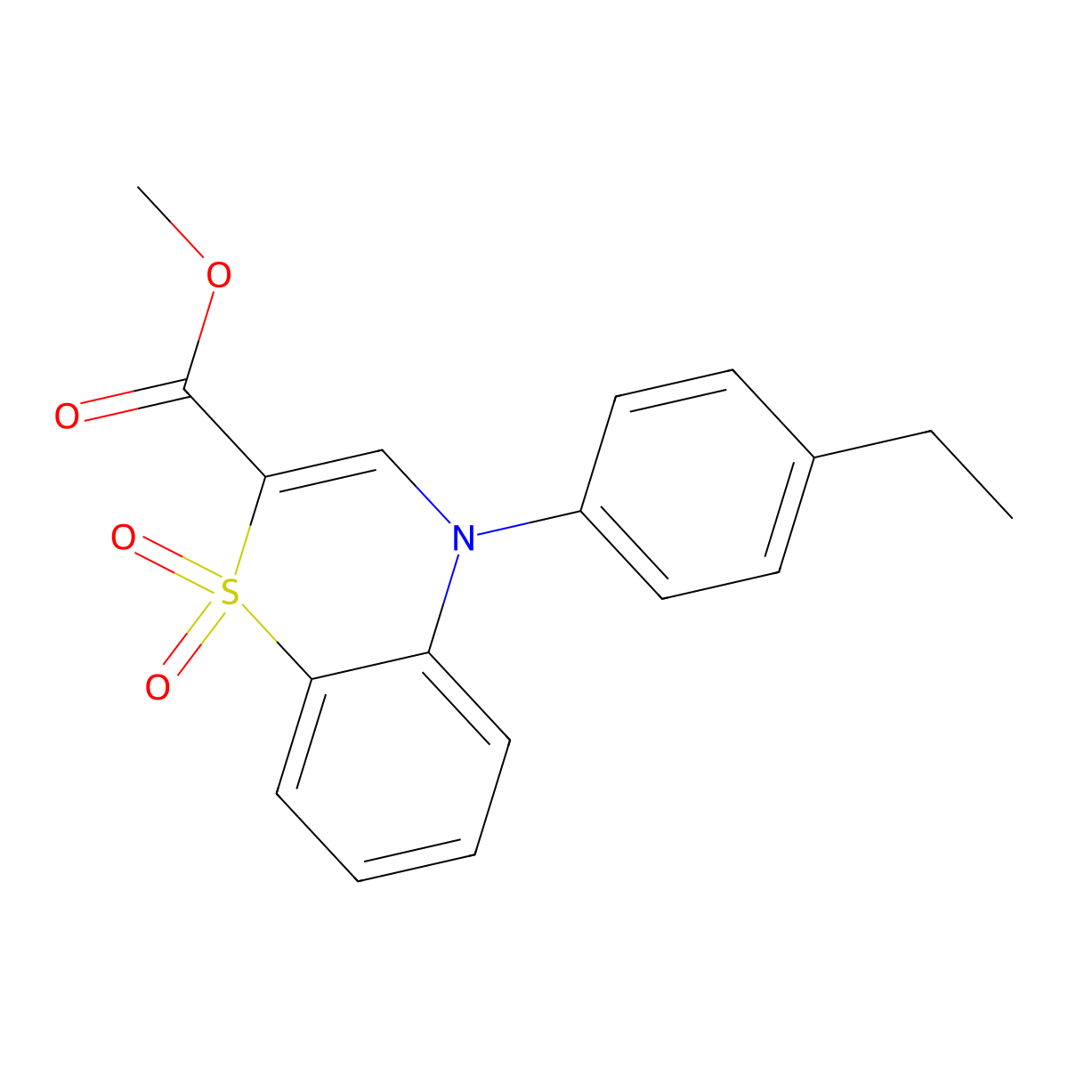 methyl 4-(4-ethylphenyl)-4H-1,4-benzothiazine-2-carboxylate 1,1-dioxide molecular structure, CAS 1291867-70-3