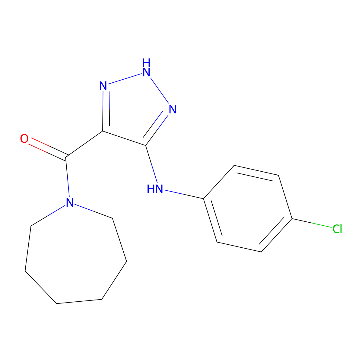 azepan-1-yl(5-((4-chlorophenyl)amino)-1H-1,2,3-triazol-4-yl)methanone molecular structure, CAS 1291867-80-5