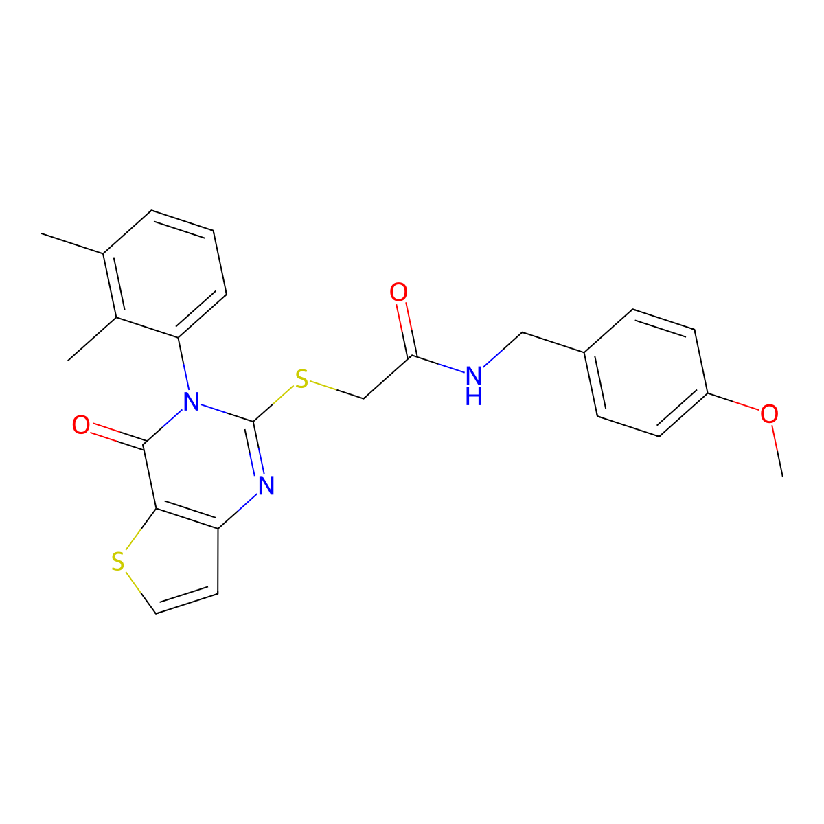2-{[3-(2,3-dimethylphenyl)-4-oxo-3,4-dihydrothieno[3,2-d]pyrimidin-2-yl]sulfanyl}-N-(4-methoxybenzyl)acetamide molecular structure, CAS 1291867-81-6