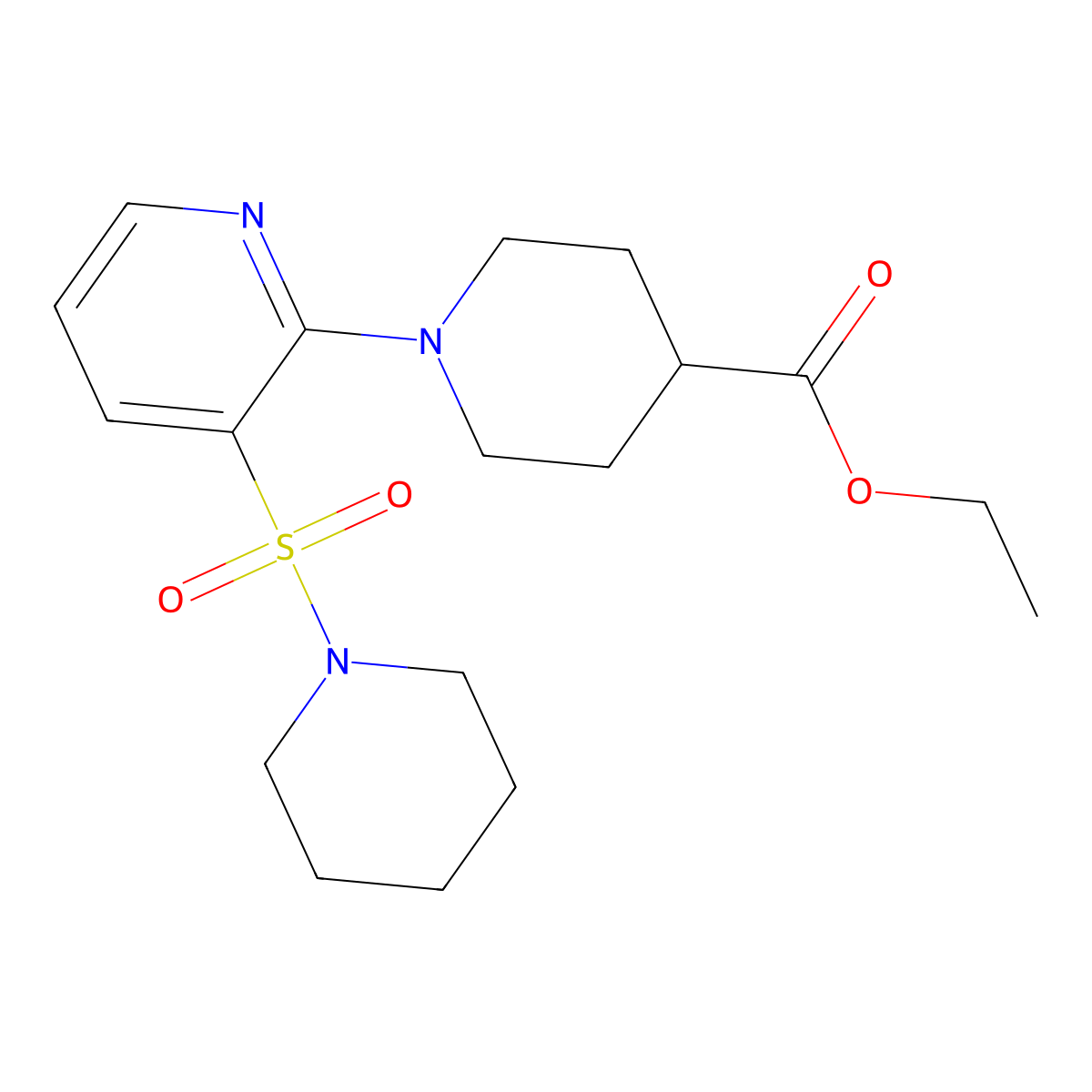 Ethyl 1-[3-(piperidin-1-ylsulfonyl)pyridin-2-yl]piperidine-4-carboxylate molecular structure, CAS 1291867-84-9