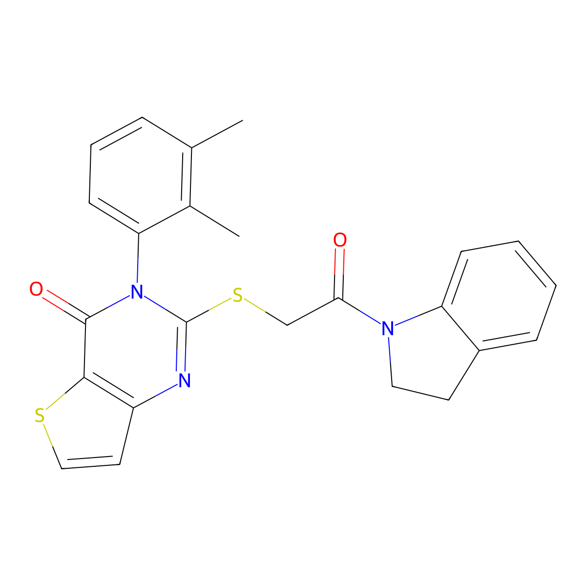 2-{[2-(2,3-dihydro-1H-indol-1-yl)-2-oxoethyl]sulfanyl}-3-(2,3-dimethylphenyl)thieno[3,2-d]pyrimidin-4(3H)-one molecular structure, CAS 1291867-85-0