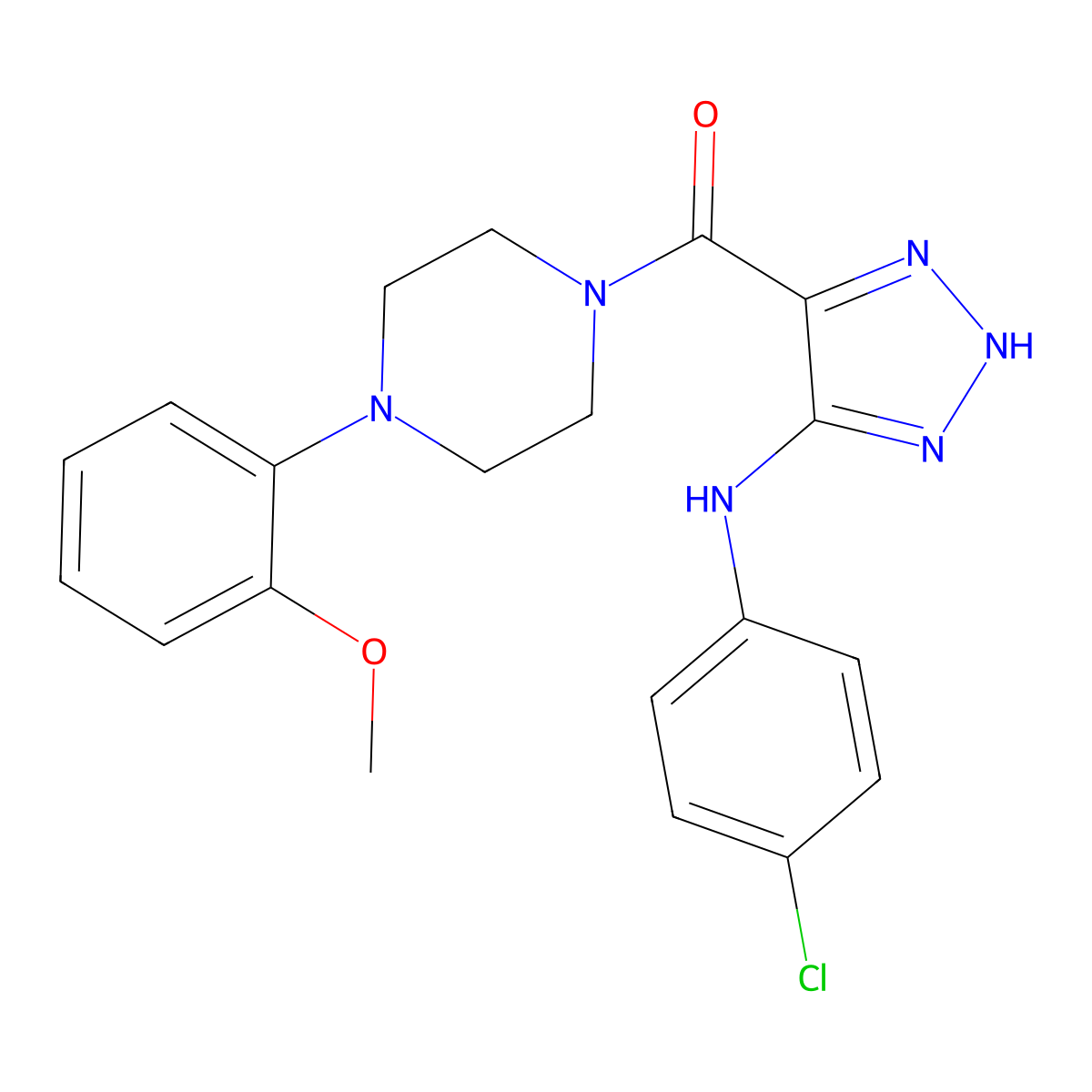 N-(4-chlorophenyl)-4-[4-(2-methoxyphenyl)piperazine-1-carbonyl]-1H-1,2,3-triazol-5-amine molecular structure, CAS 1291867-86-1