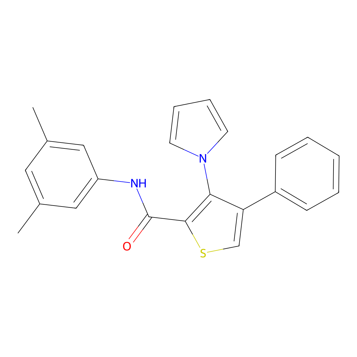 N-(3,5-dimethylphenyl)-4-phenyl-3-(1H-pyrrol-1-yl)thiophene-2-carboxamide molecular structure, CAS 1291867-98-5