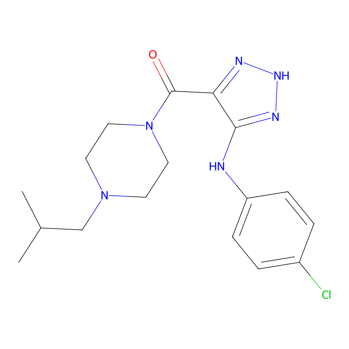 {5-[(4-chlorophenyl)amino]-1H-1,2,3-triazol-4-yl}[4-(2-methylpropyl)piperazin-1-yl]methanone molecular structure, CAS 1291868-01-3