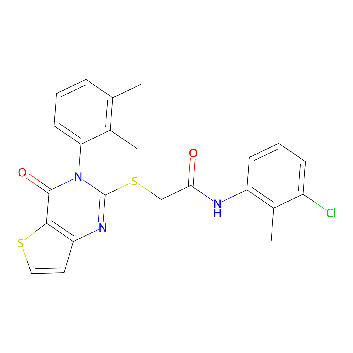 N-(3-chloro-2-methylphenyl)-2-{[3-(2,3-dimethylphenyl)-4-oxo-3H,4H-thieno[3,2-d]pyrimidin-2-yl]sulfanyl}acetamide molecular structure, CAS 1291868-08-0