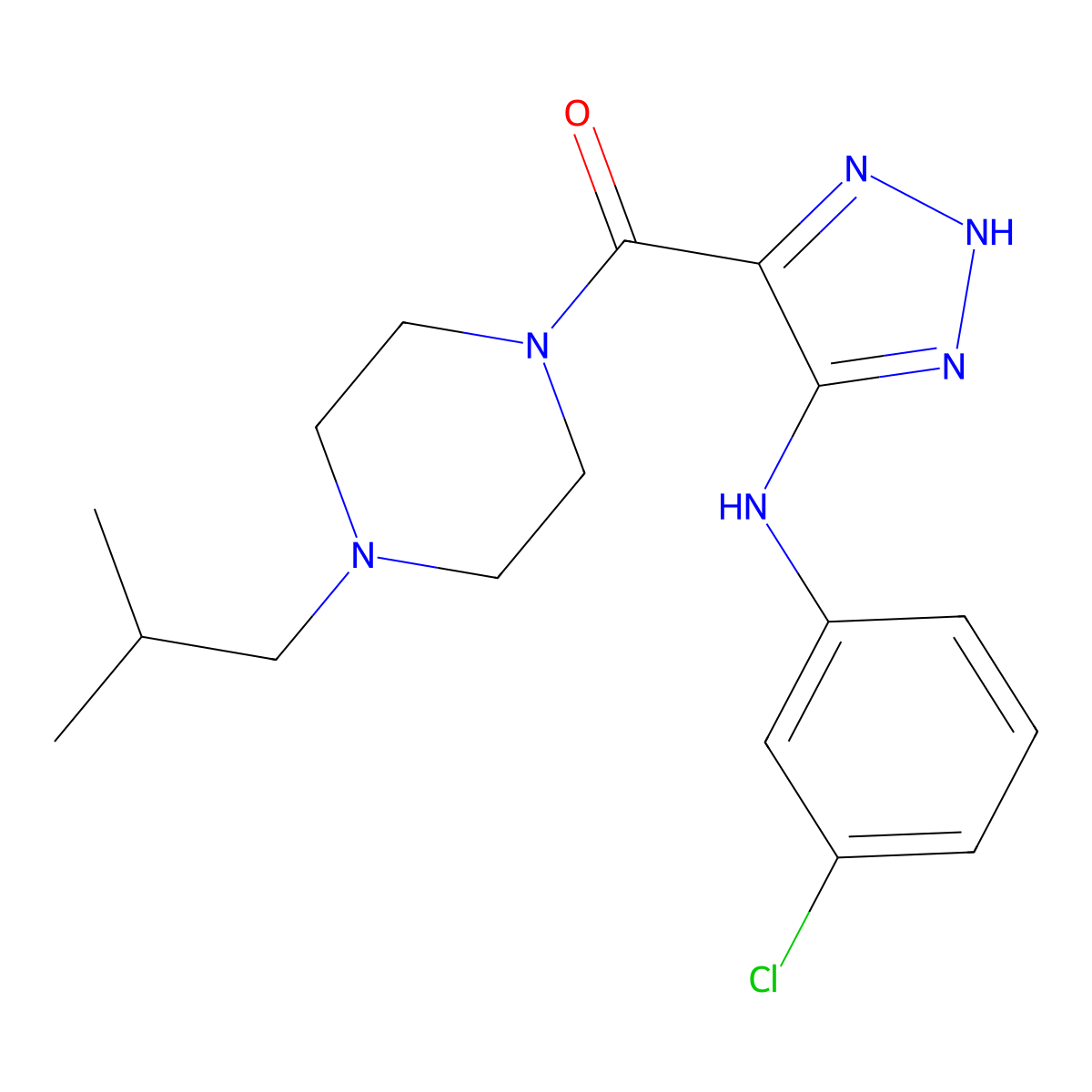 {5-[(3-chlorophenyl)amino]-1H-1,2,3-triazol-4-yl}[4-(2-methylpropyl)piperazin-1-yl]methanone molecular structure, CAS 1291868-45-5