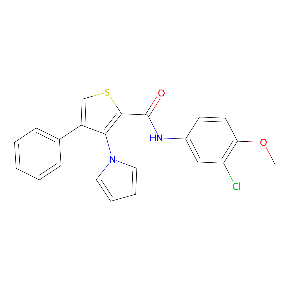 N-(3-chloro-4-methoxyphenyl)-4-phenyl-3-(1H-pyrrol-1-yl)thiophene-2-carboxamide molecular structure, CAS 1291868-80-8