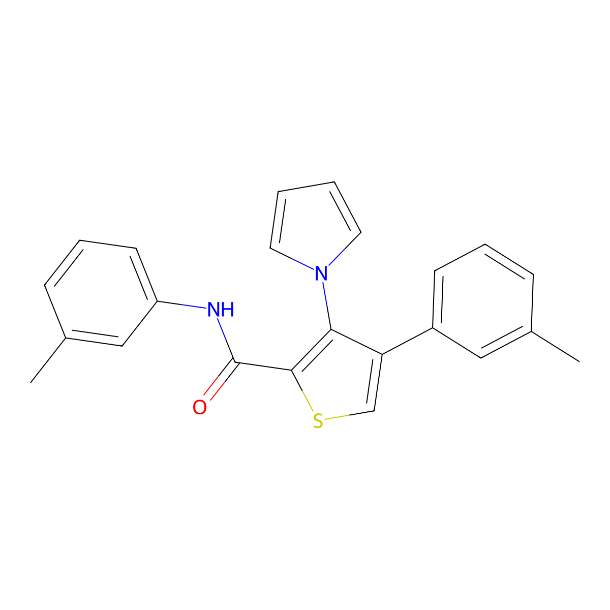 N,4-bis(3-methylphenyl)-3-(1H-pyrrol-1-yl)thiophene-2-carboxamide molecular structure, CAS 1291868-82-0