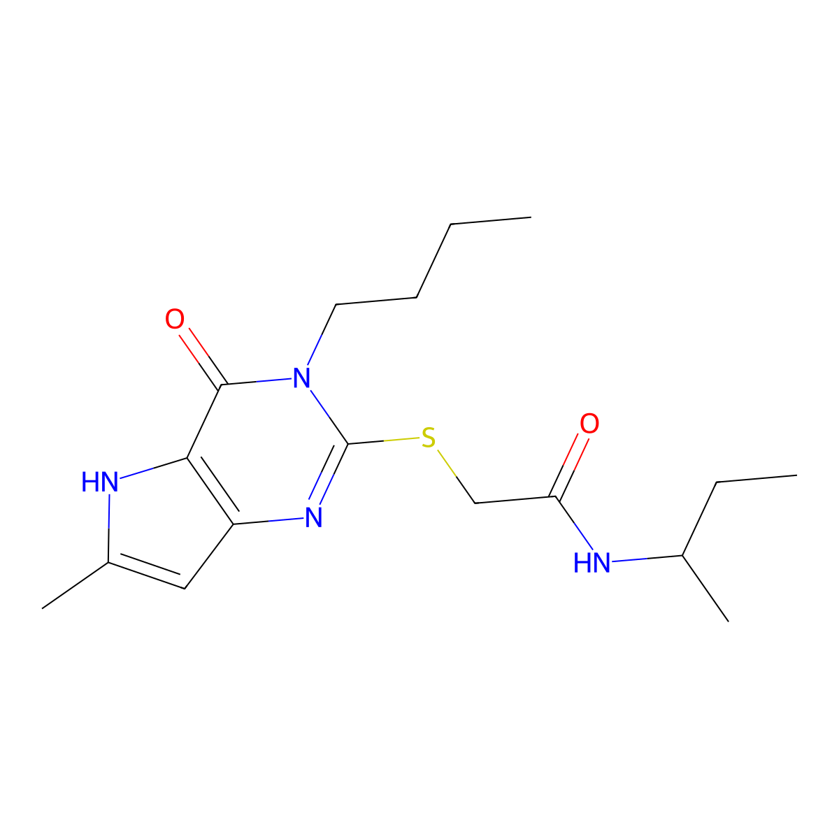 N-(butan-2-yl)-2-[(3-butyl-6-methyl-4-oxo-4,5-dihydro-3H-pyrrolo[3,2-d]pyrimidin-2-yl)sulfanyl]acetamide molecular structure, CAS 1291869-00-5