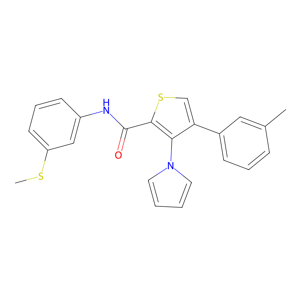 4-(3-methylphenyl)-N-[3-(methylsulfanyl)phenyl]-3-(1H-pyrrol-1-yl)thiophene-2-carboxamide molecular structure, CAS 1291869-25-4