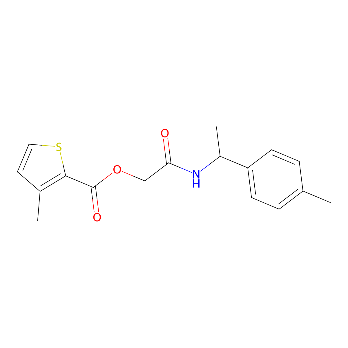 2-{[1-(4-Methylphenyl)ethyl]amino}-2-oxoethyl 3-methylthiophene-2-carboxylate molecular structure, CAS 1291869-44-7