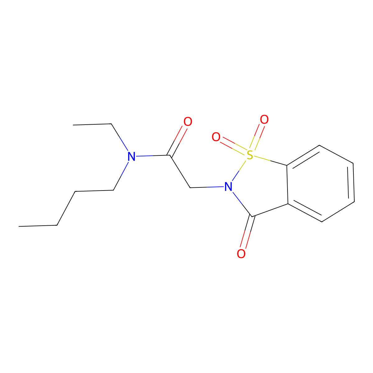 N-butyl-N-ethyl-2-(1,1,3-trioxo-1,2-benzothiazol-2-yl)acetamide molecular structure, CAS 1291870-23-9