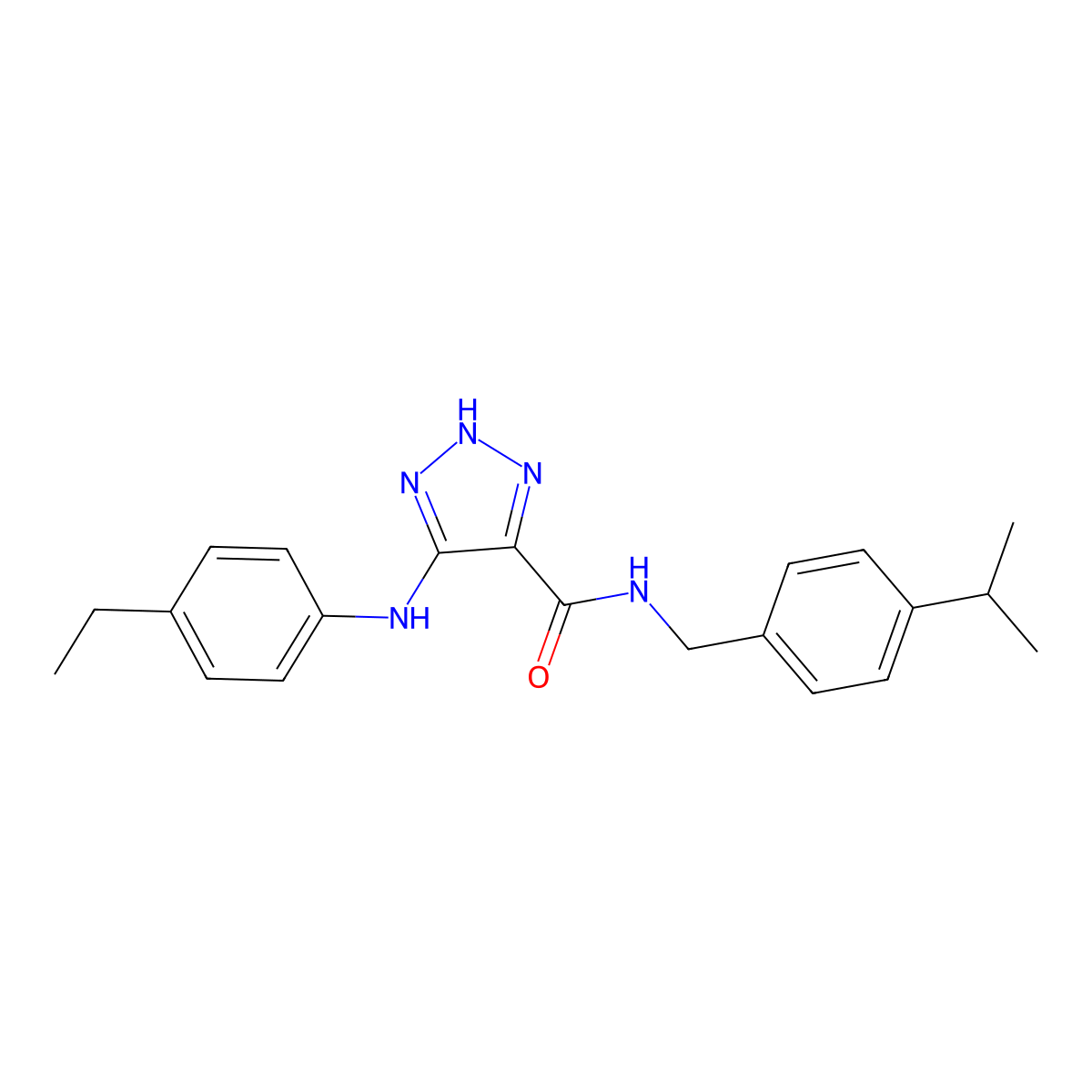 5-[(4-ethylphenyl)amino]-N-{[4-(propan-2-yl)phenyl]methyl}-1H-1,2,3-triazole-4-carboxamide molecular structure, CAS 1291870-29-5