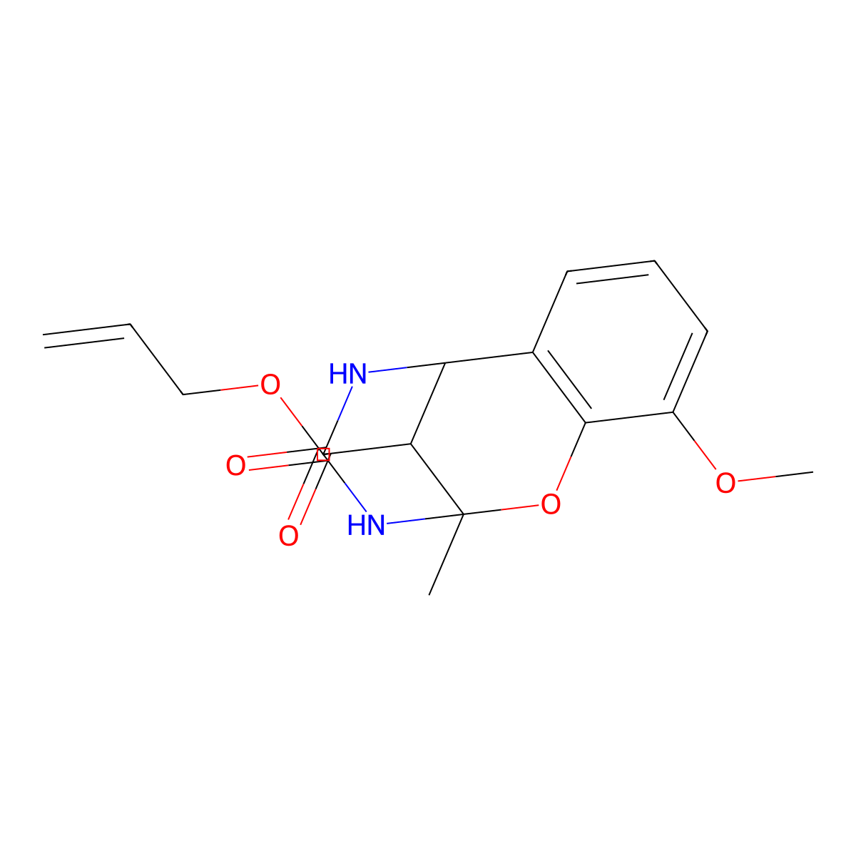 allyl 10-methoxy-2-methyl-4-oxo-3,4,5,6-tetrahydro-2H-2,6-methano-1,3,5-benzoxadiazocine-11-carboxylate molecular structure, CAS 1291870-37-5