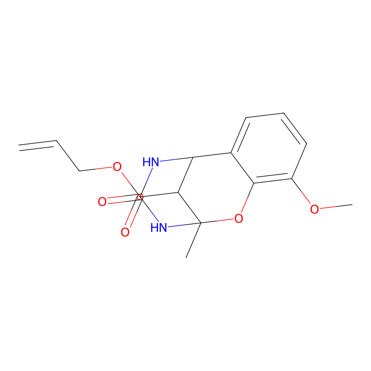 allyl 10-methoxy-2-methyl-4-oxo-3,4,5,6-tetrahydro-2H-2,6-methano-1,3,5-benzoxadiazocine-11-carboxylate molecular structure, CAS 1291870-37-5