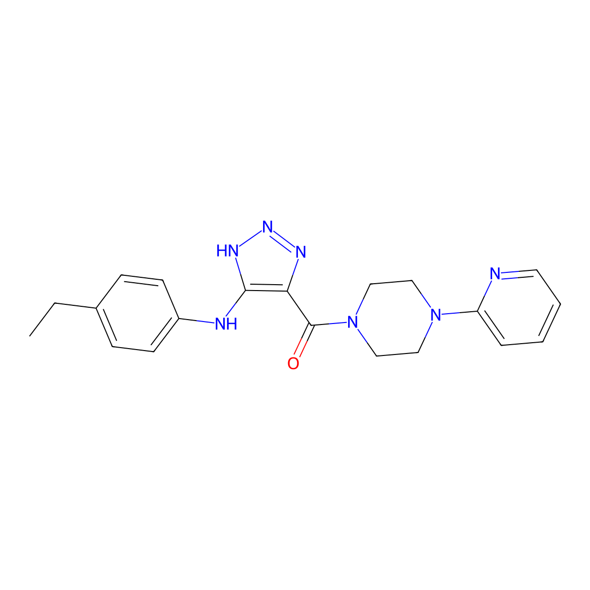 (5-((4-ethylphenyl)amino)-1H-1,2,3-triazol-4-yl)(4-(pyridin-2-yl)piperazin-1-yl)methanone molecular structure, CAS 1291870-56-8