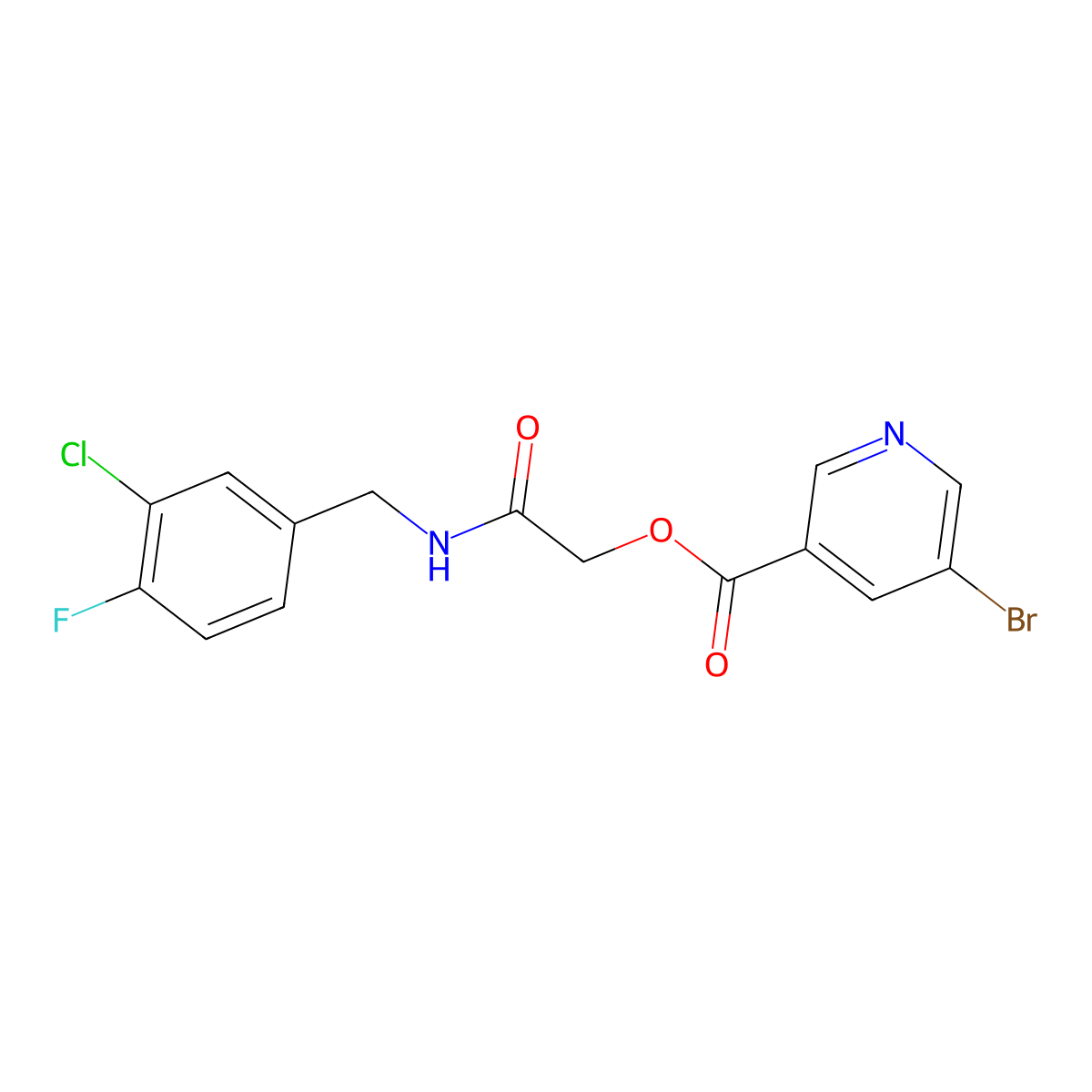 2-[(3-Chloro-4-fluorobenzyl)amino]-2-oxoethyl 5-bromopyridine-3-carboxylate molecular structure, CAS 1291870-63-7