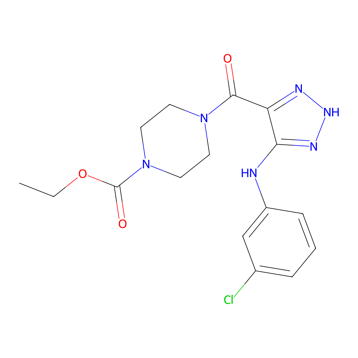 ethyl 4-({5-[(3-chlorophenyl)amino]-1H-1,2,3-triazol-4-yl}carbonyl)piperazine-1-carboxylate molecular structure, CAS 1291870-85-3