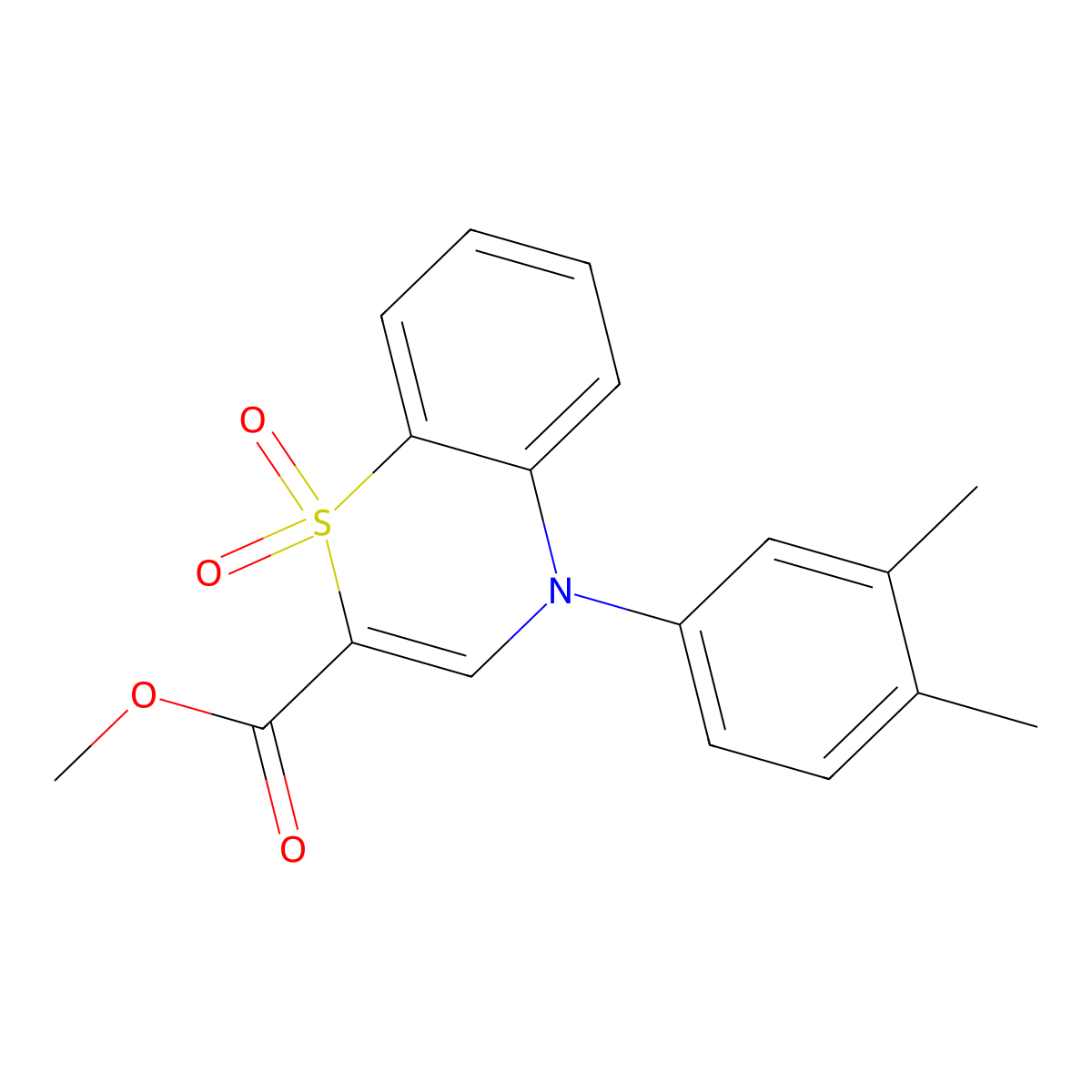 methyl 4-(3,4-dimethylphenyl)-4H-1,4-benzothiazine-2-carboxylate 1,1-dioxide molecular structure, CAS 1291871-11-8