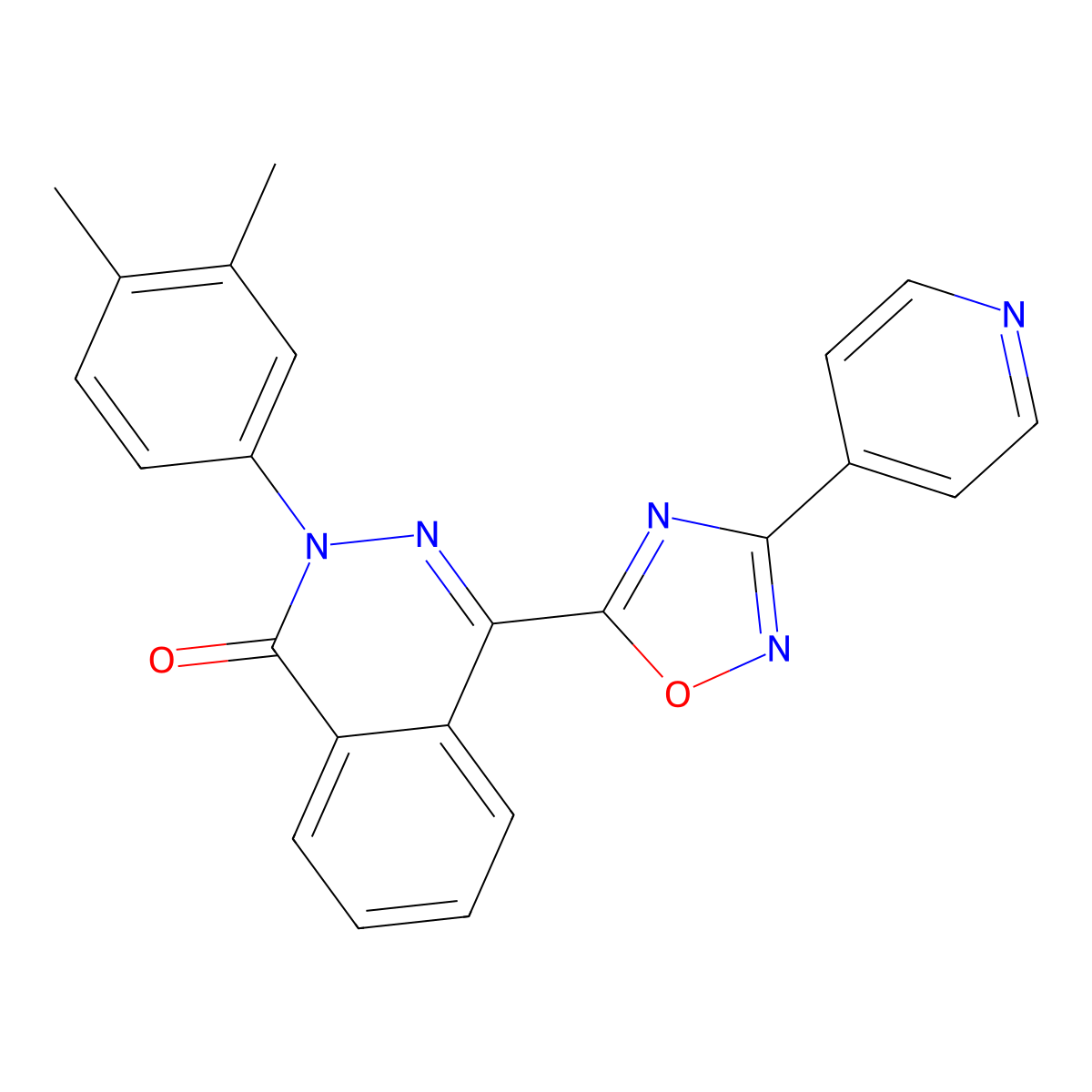 2-(3,4-dimethylphenyl)-4-(3-pyridin-4-yl-1,2,4-oxadiazol-5-yl)phthalazin-1(2H)-one molecular structure, CAS 1291871-17-4