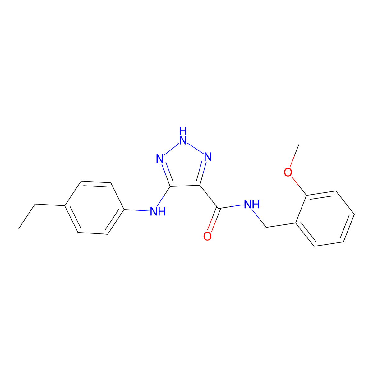 5-((4-ethylphenyl)amino)-N-(2-methoxybenzyl)-1H-1,2,3-triazole-4-carboxamide molecular structure, CAS 1291871-18-5