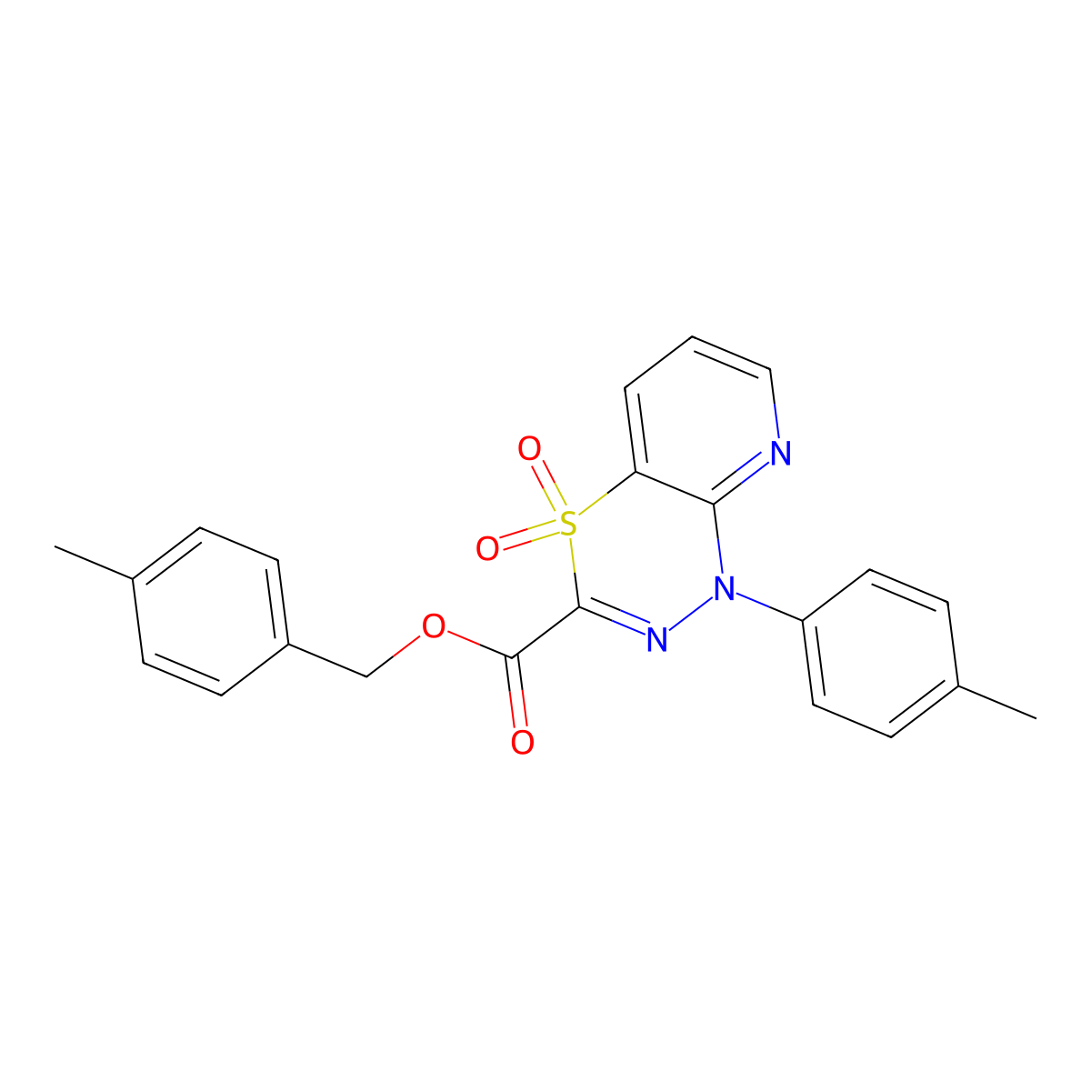 4-methylbenzyl 1-(4-methylphenyl)-1H-pyrido[2,3-e][1,3,4]thiadiazine-3-carboxylate 4,4-dioxide molecular structure, CAS 1291871-29-8