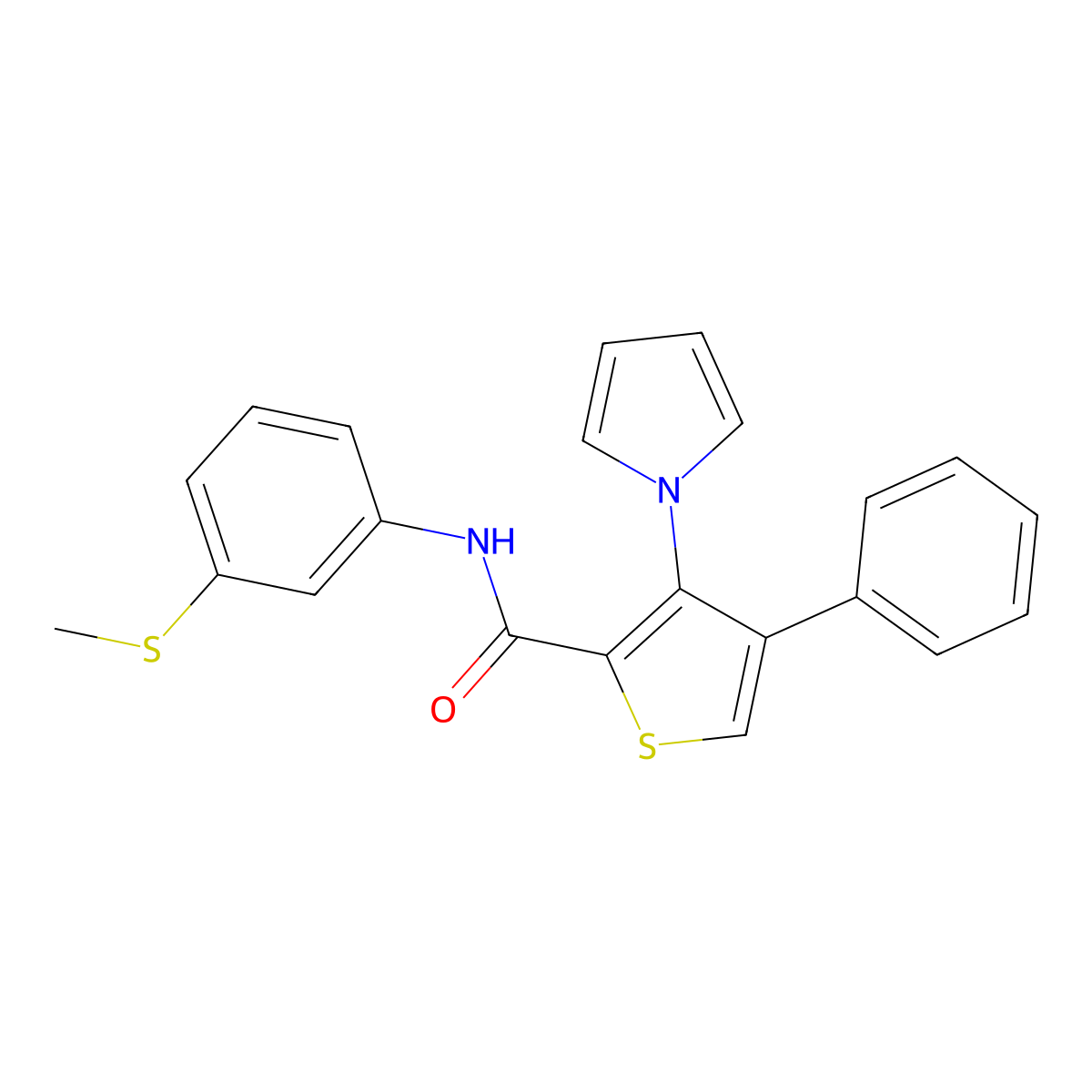 N-[3-(methylsulfanyl)phenyl]-4-phenyl-3-(1H-pyrrol-1-yl)thiophene-2-carboxamide molecular structure, CAS 1291871-37-8